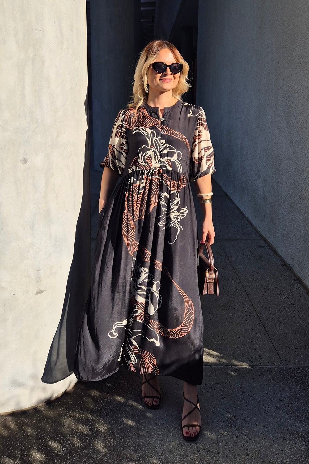 Greer Billow Dress in Floral Terrain