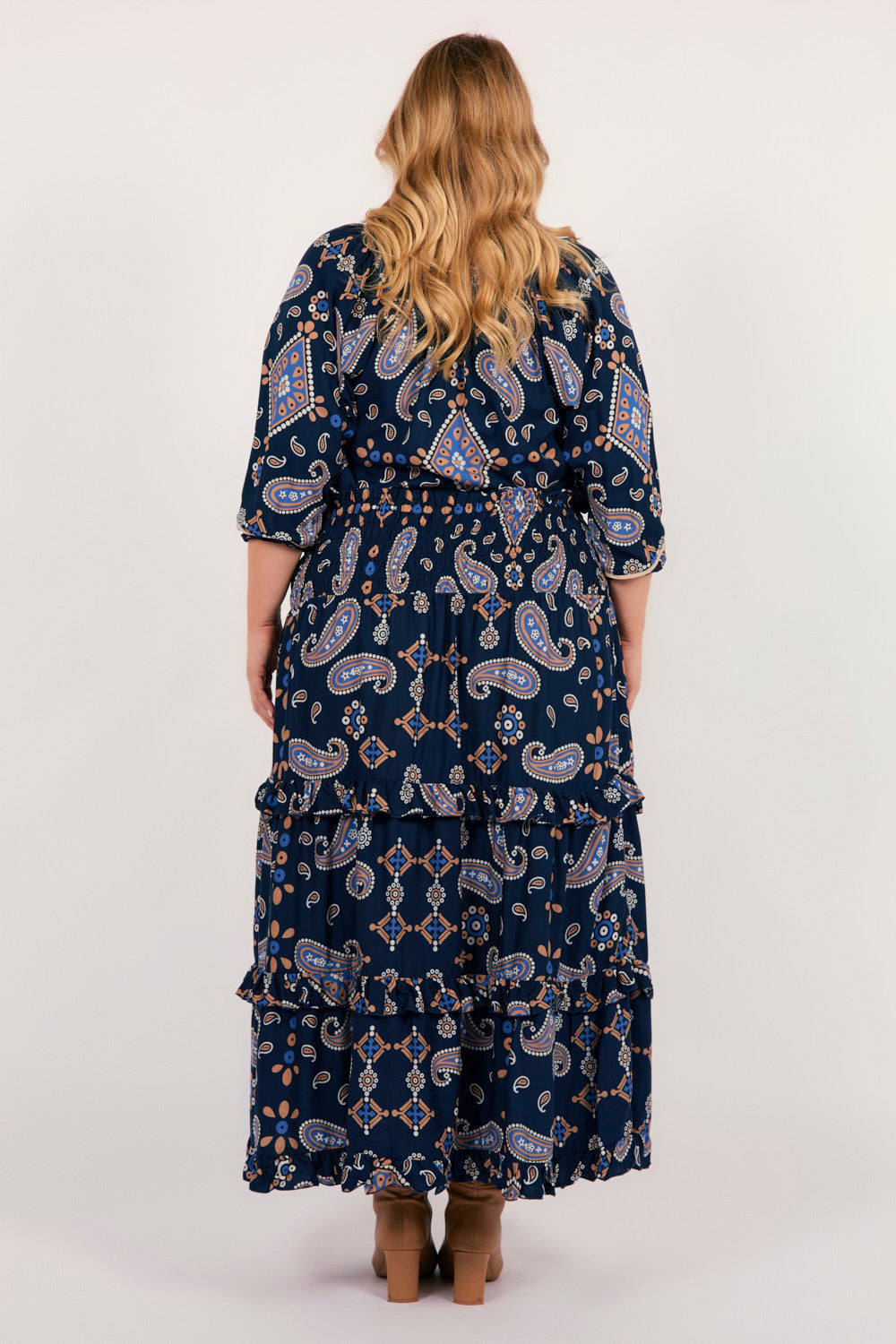 Aaliyah Frill Skirt in Navy Filigree