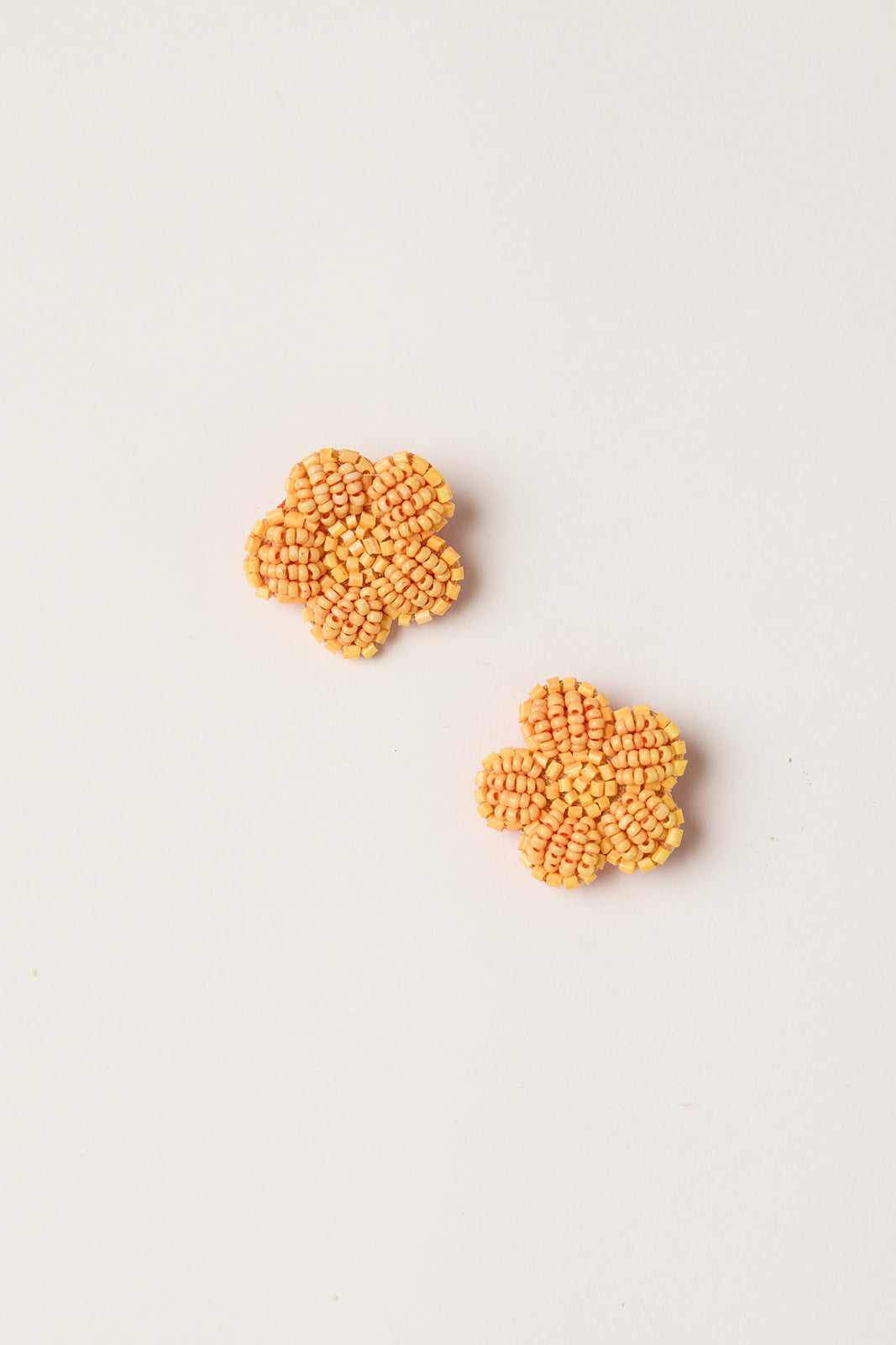 Beaded Flower Studs in Tangerine