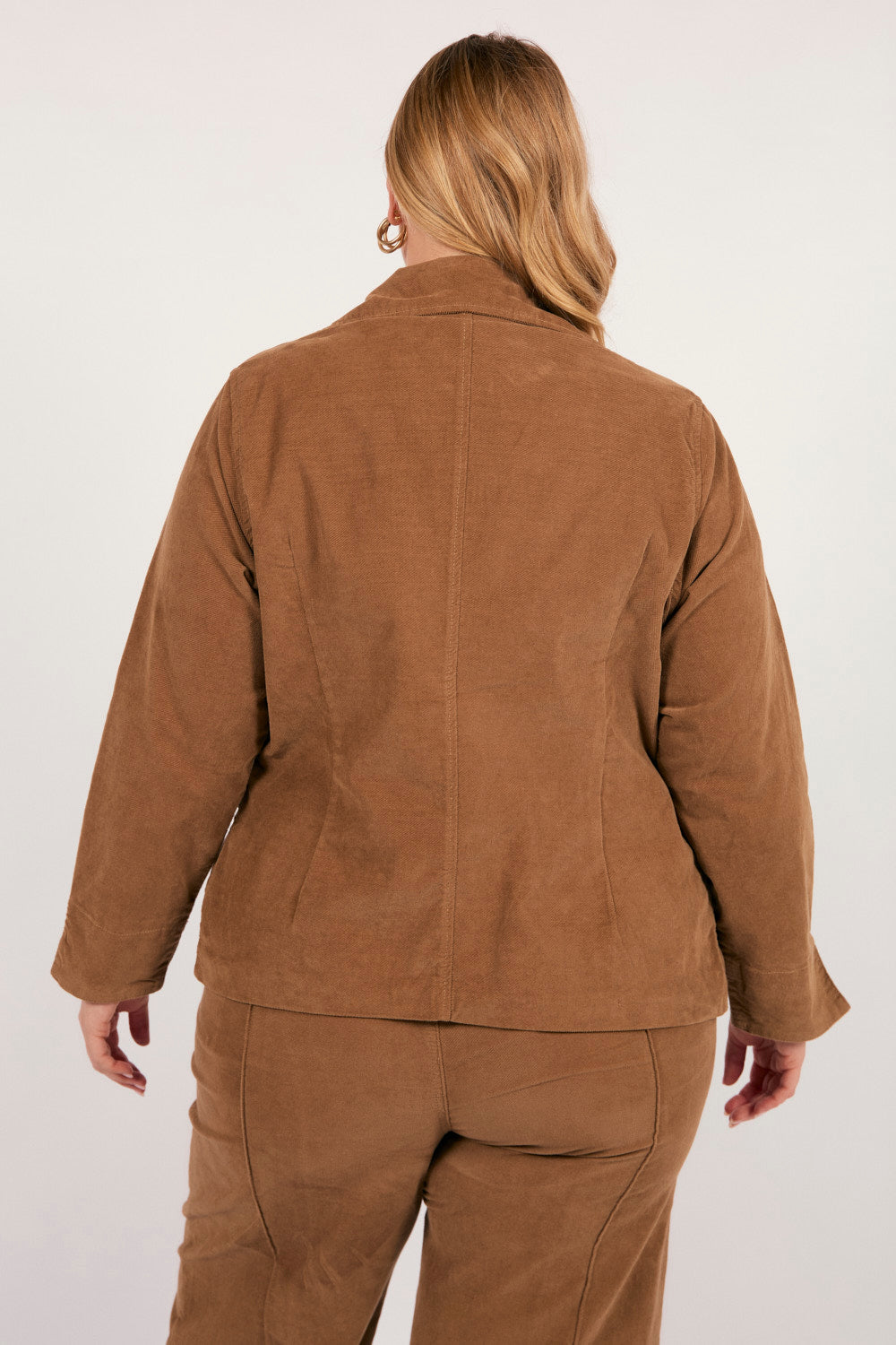 Adrift Relaxed Brushed Cotton Blazer in Camel