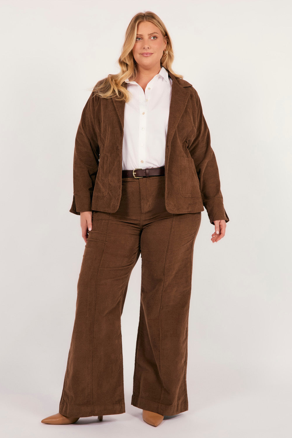Adrift Relaxed Brushed Cotton Blazer in Chocolate, Jacket - Adrift Clothing
