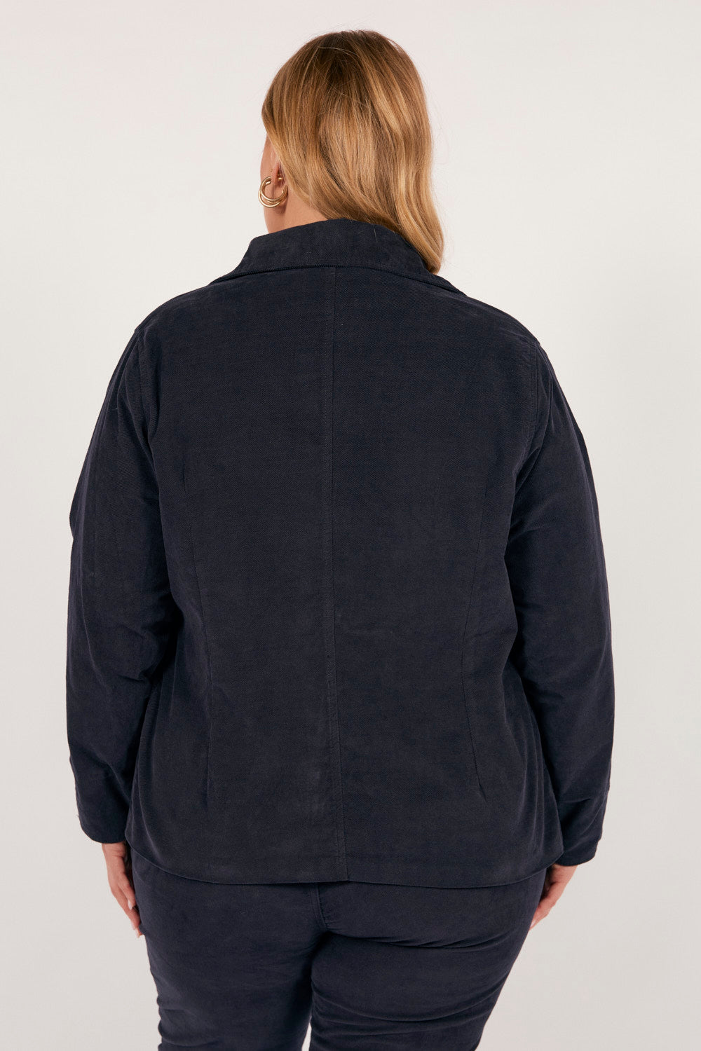 Adrift Relaxed Brushed Cotton Blazer in Navy
