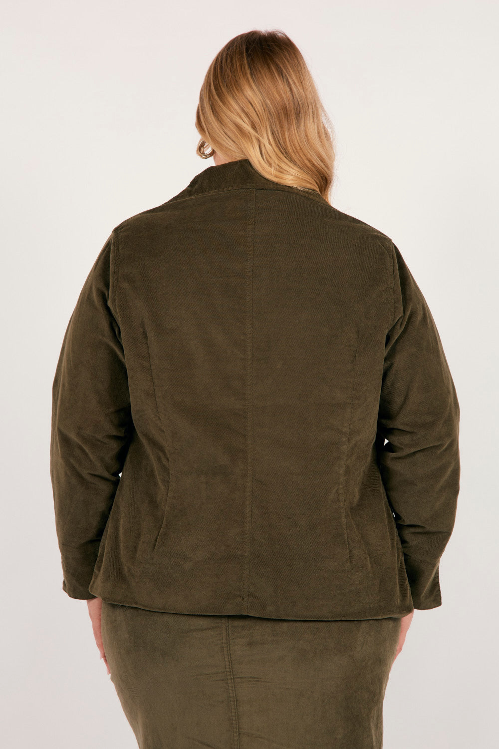Adrift Relaxed Brushed Cotton Blazer in Olive