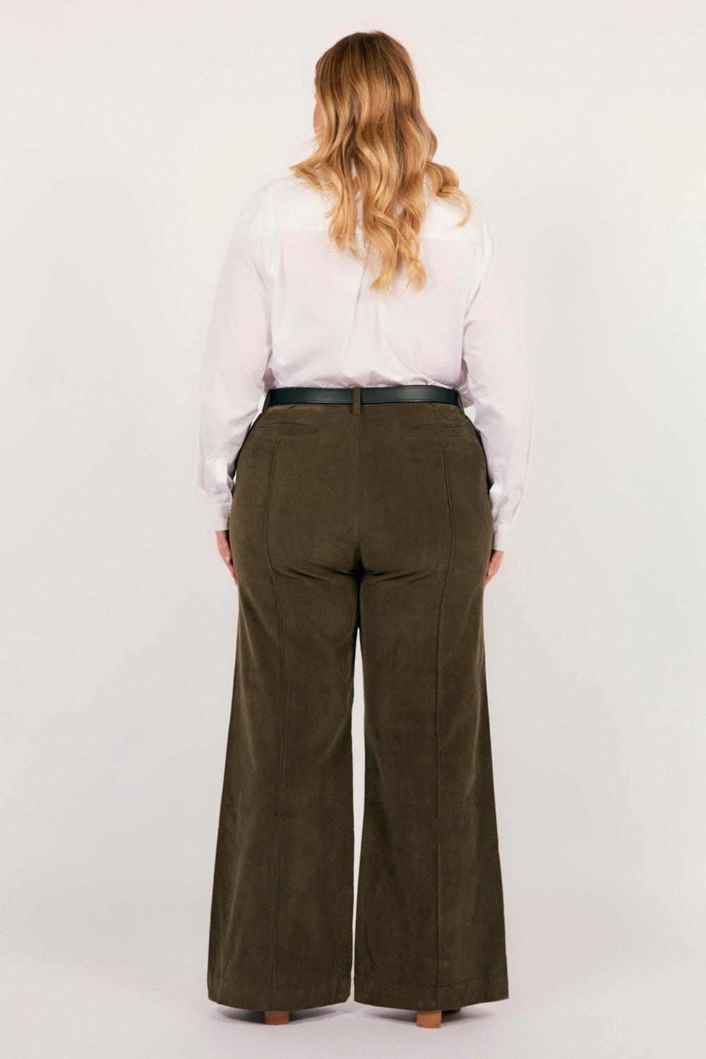 Adrift Wide Leg Brushed Cotton Pant in Olive, Pant - Adrift Clothing