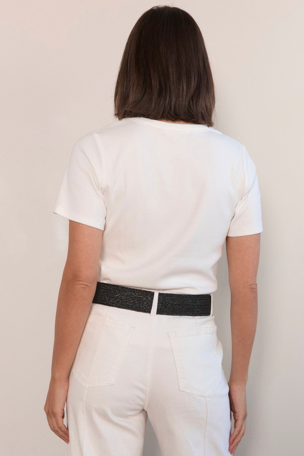 Adrift Wide Stretch Belt in Black Raffia