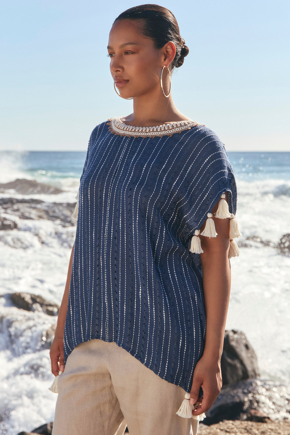 Aleah Tunic Top in Cerulea, Blouse - Adrift Clothing