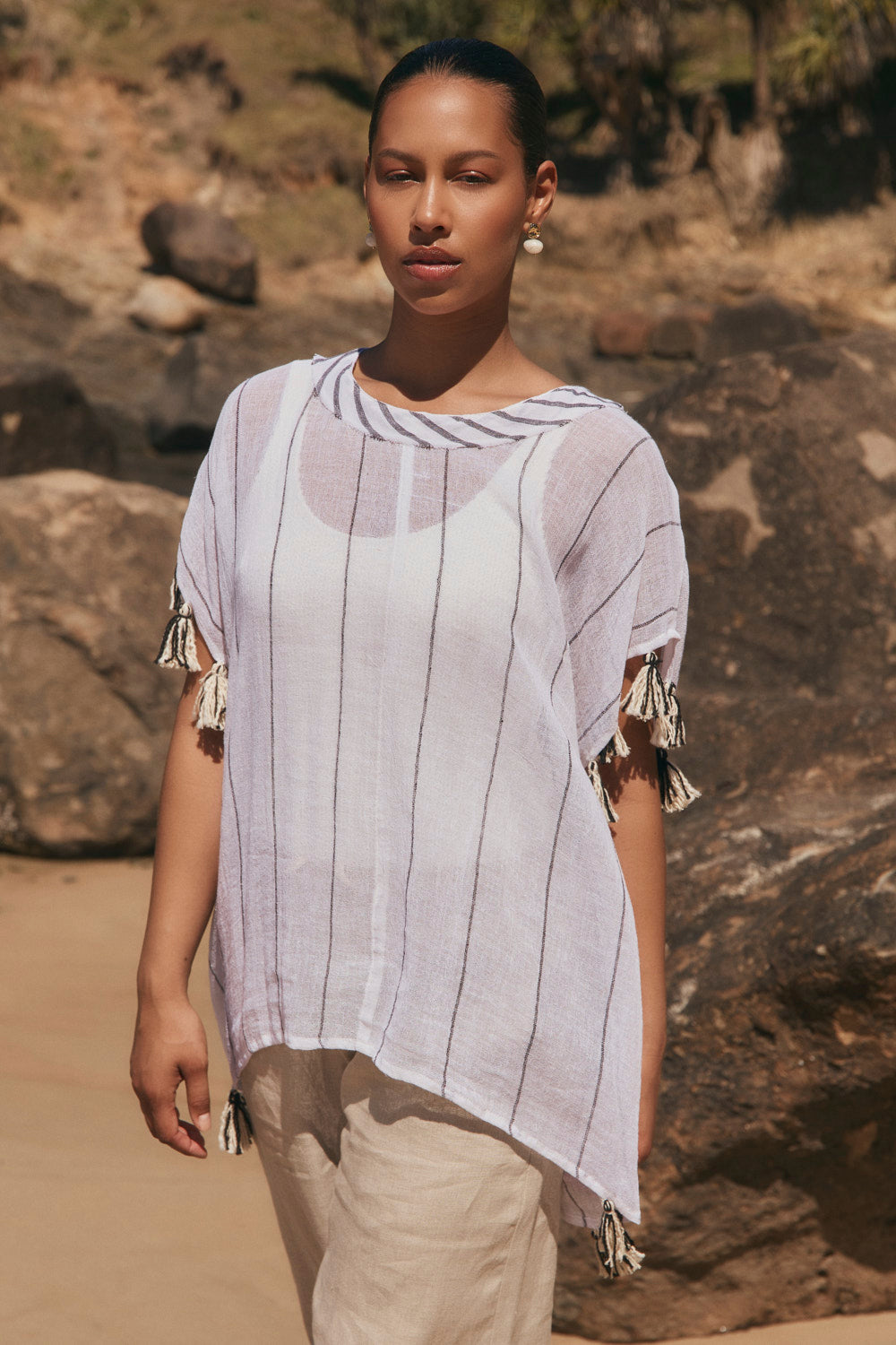 Aleah Tunic Top in Mariner, Blouse - Adrift Clothing