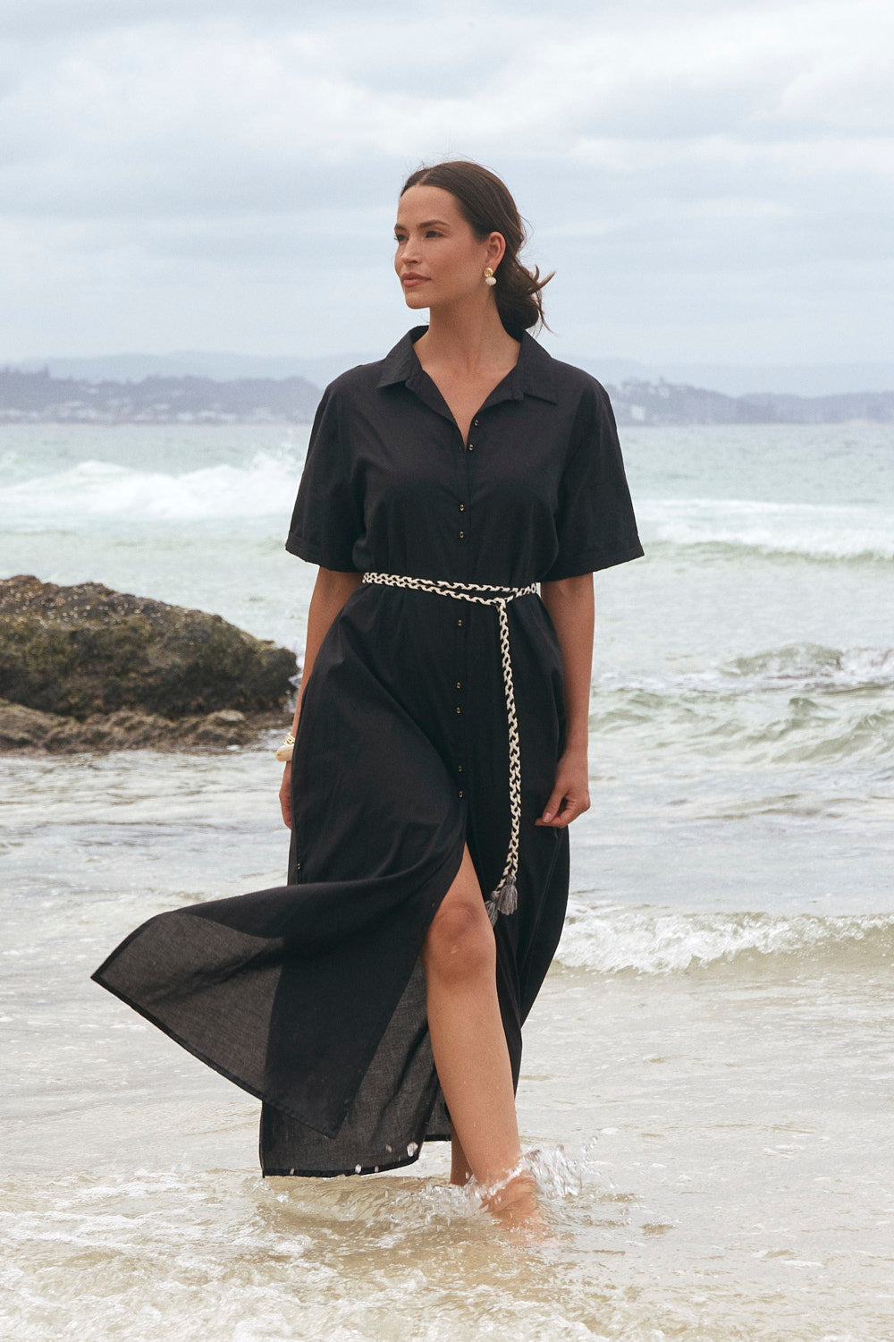 Amani Collared Dress in Black