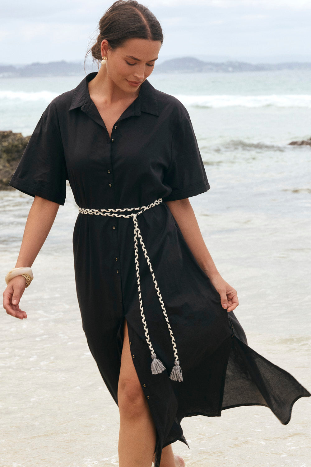 Amani Collared Dress in Black