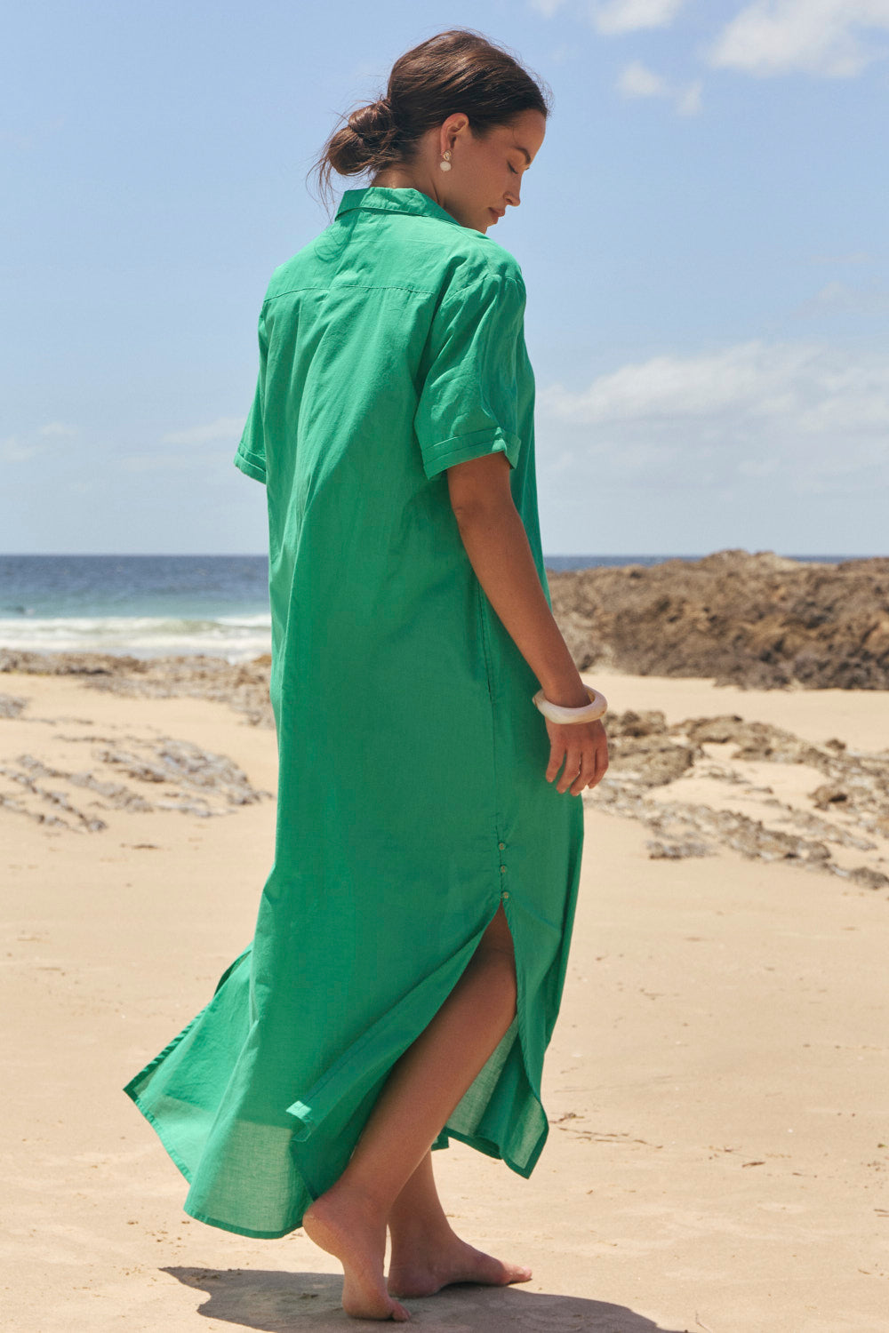 Amani Collared Dress in Green Bee