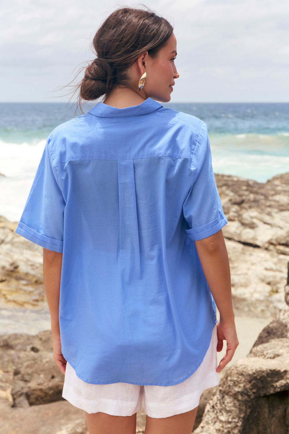 Amani Short Sleeve Cotton Shirt in Regatta