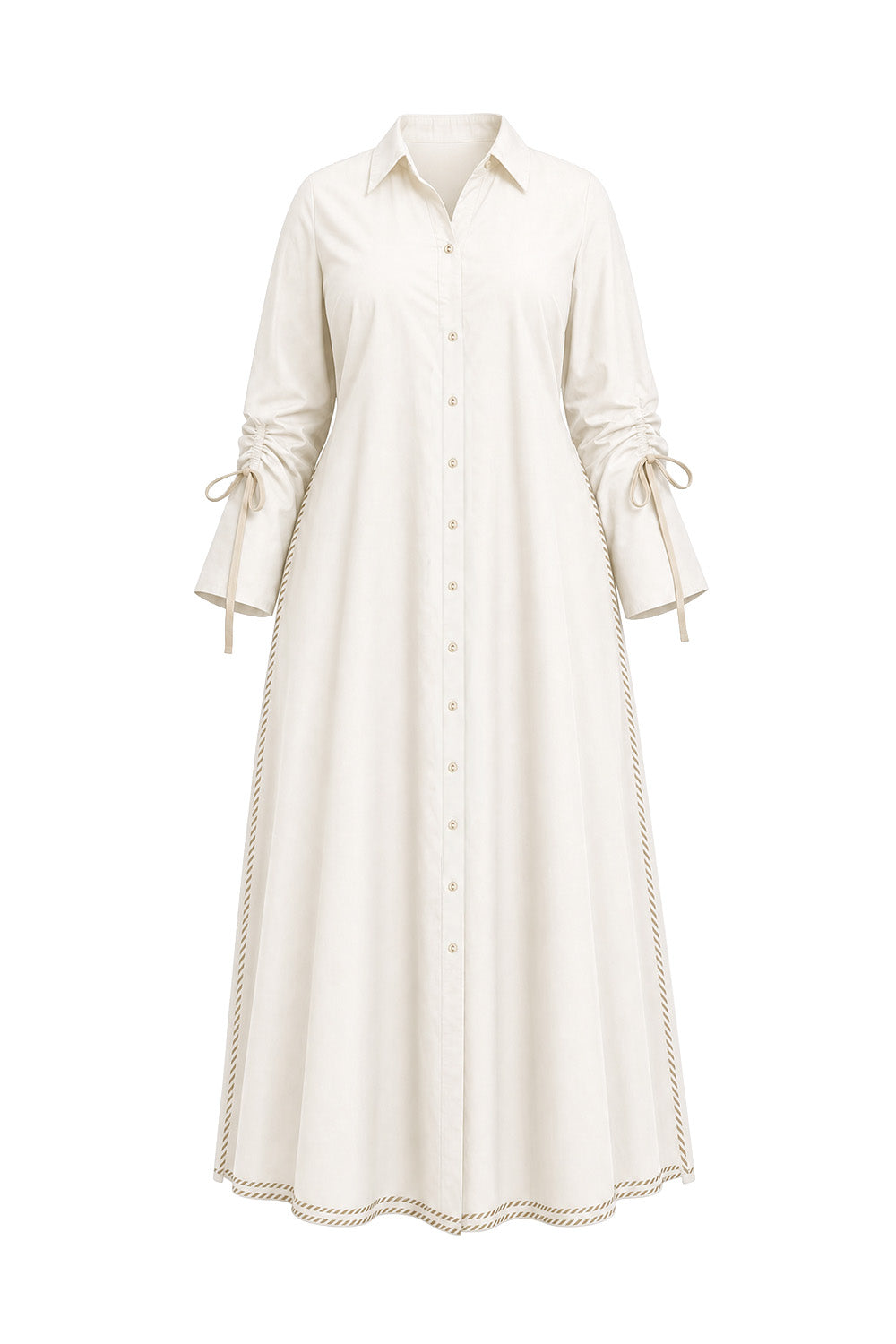 Andie Collared Drawstring Dress in Natural