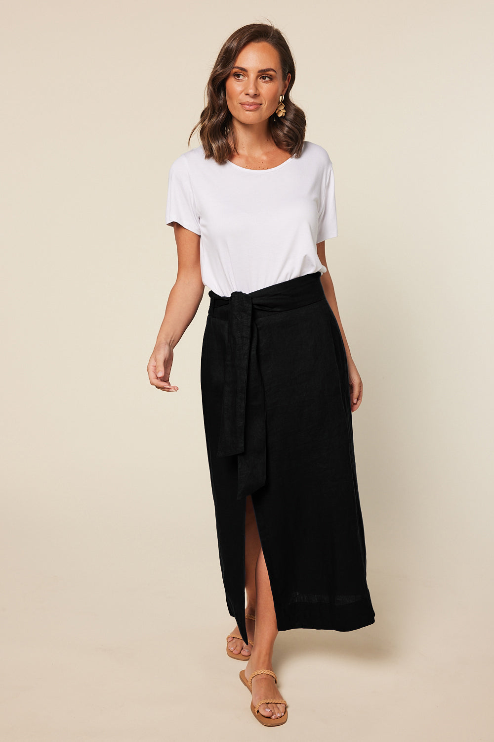Anne Linen Skirt in Black, Maxi Skirt - Adrift Clothing