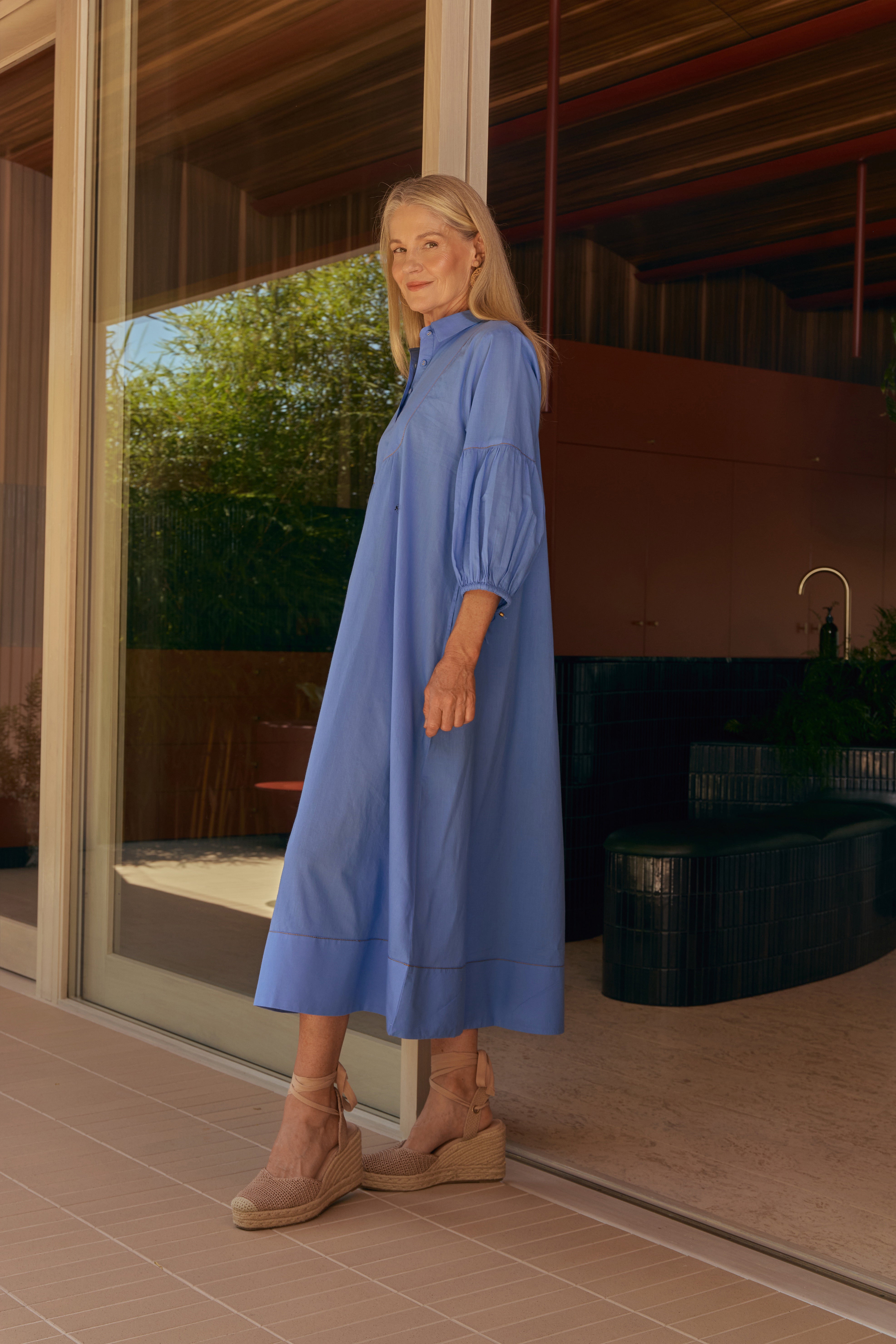 Anya Collared Smock Dress in Seabreak