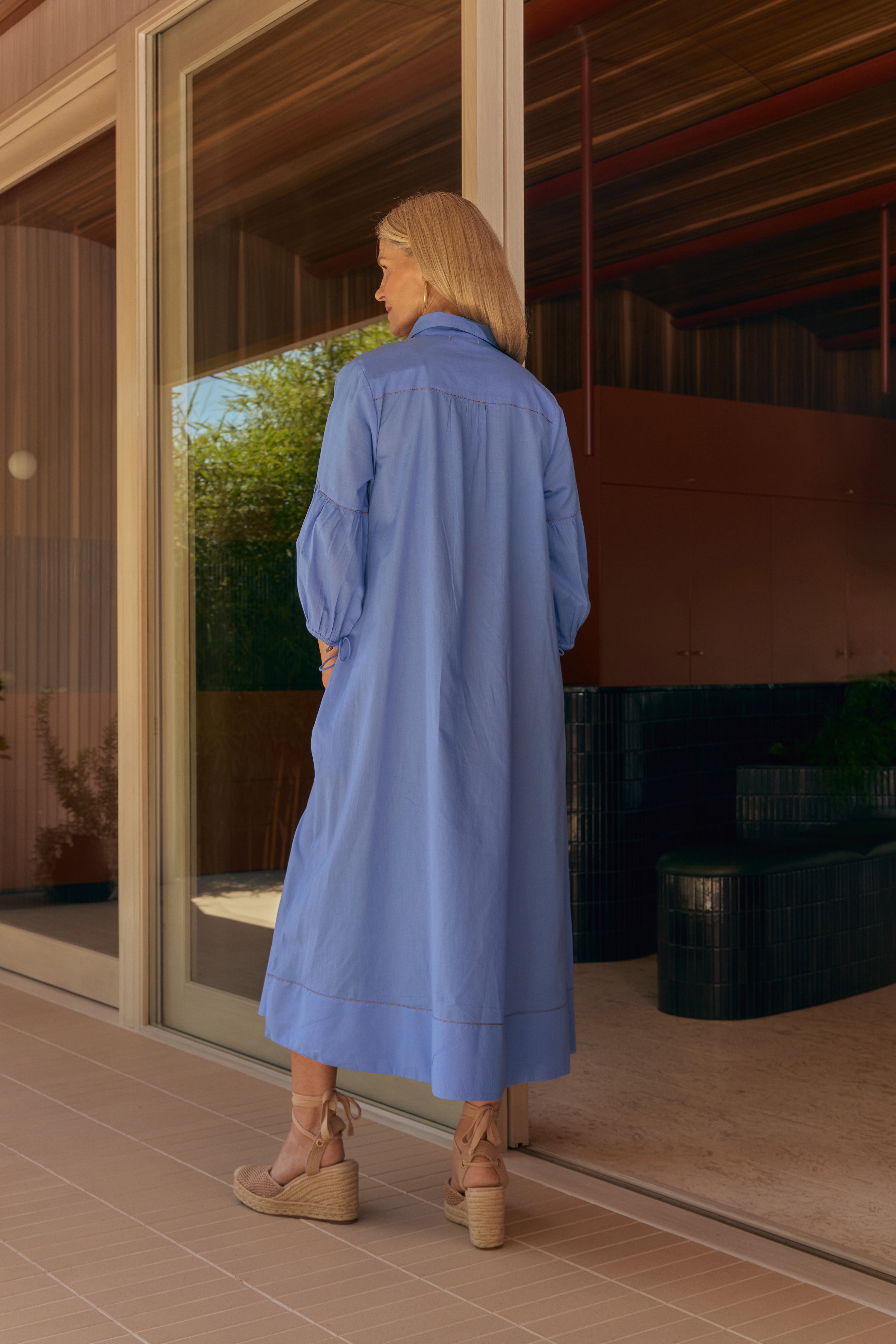Anya Collared Smock Dress in Seabreak