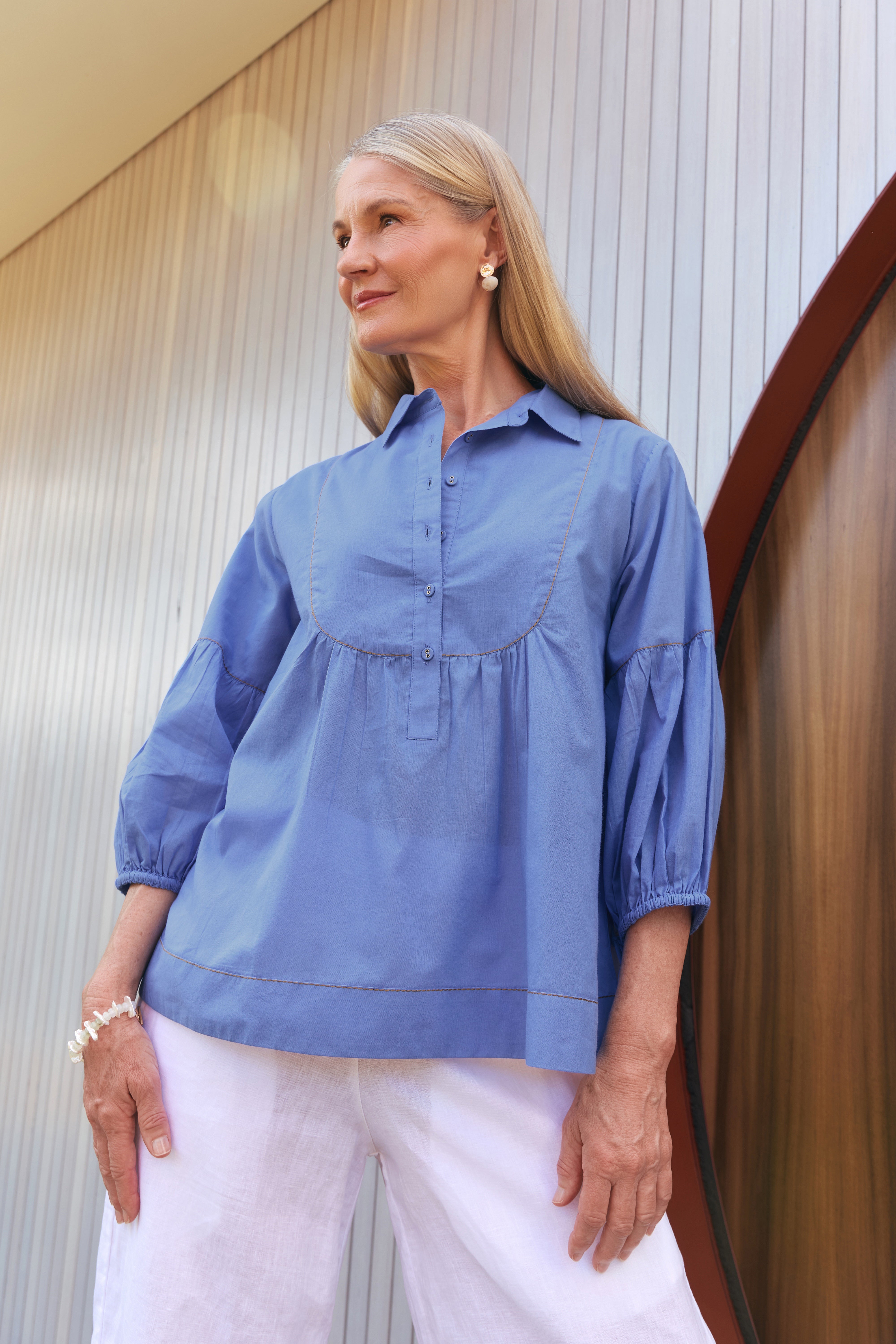 Anya Smock Blouse in Seabreak