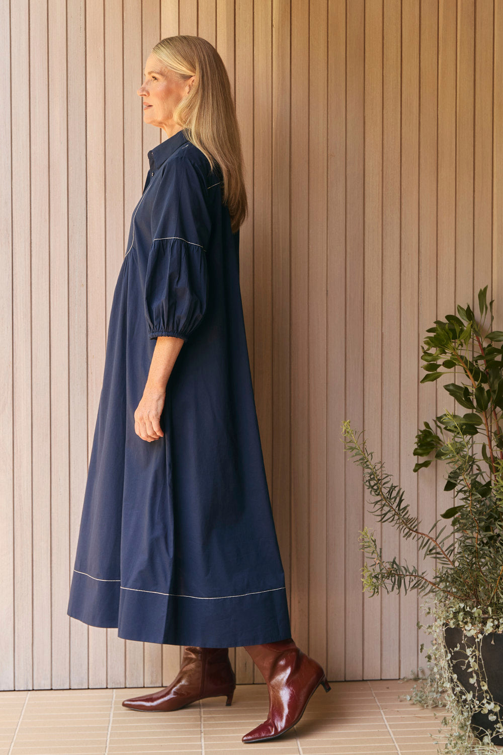 Anya Collared Smock Dress in Tidepool