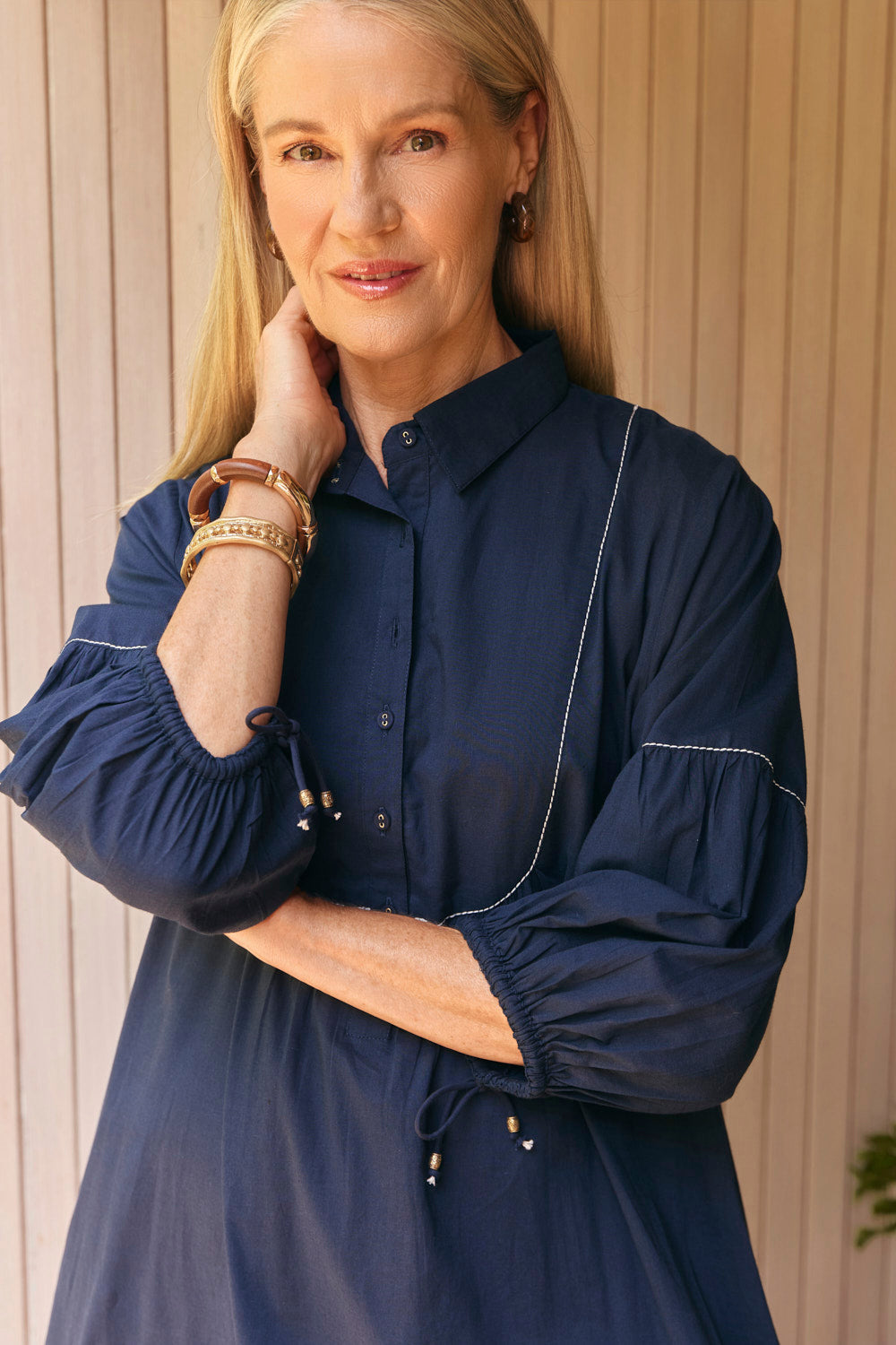 Anya Collared Smock Dress in Tidepool