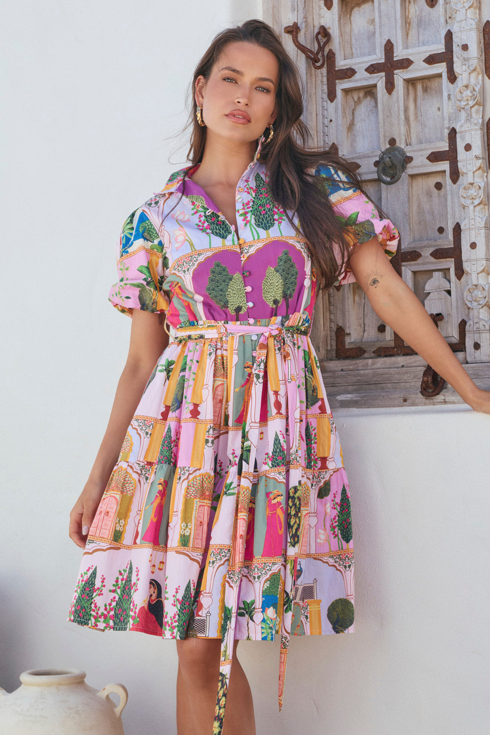 April Tiered Dress in Padam Mosaic