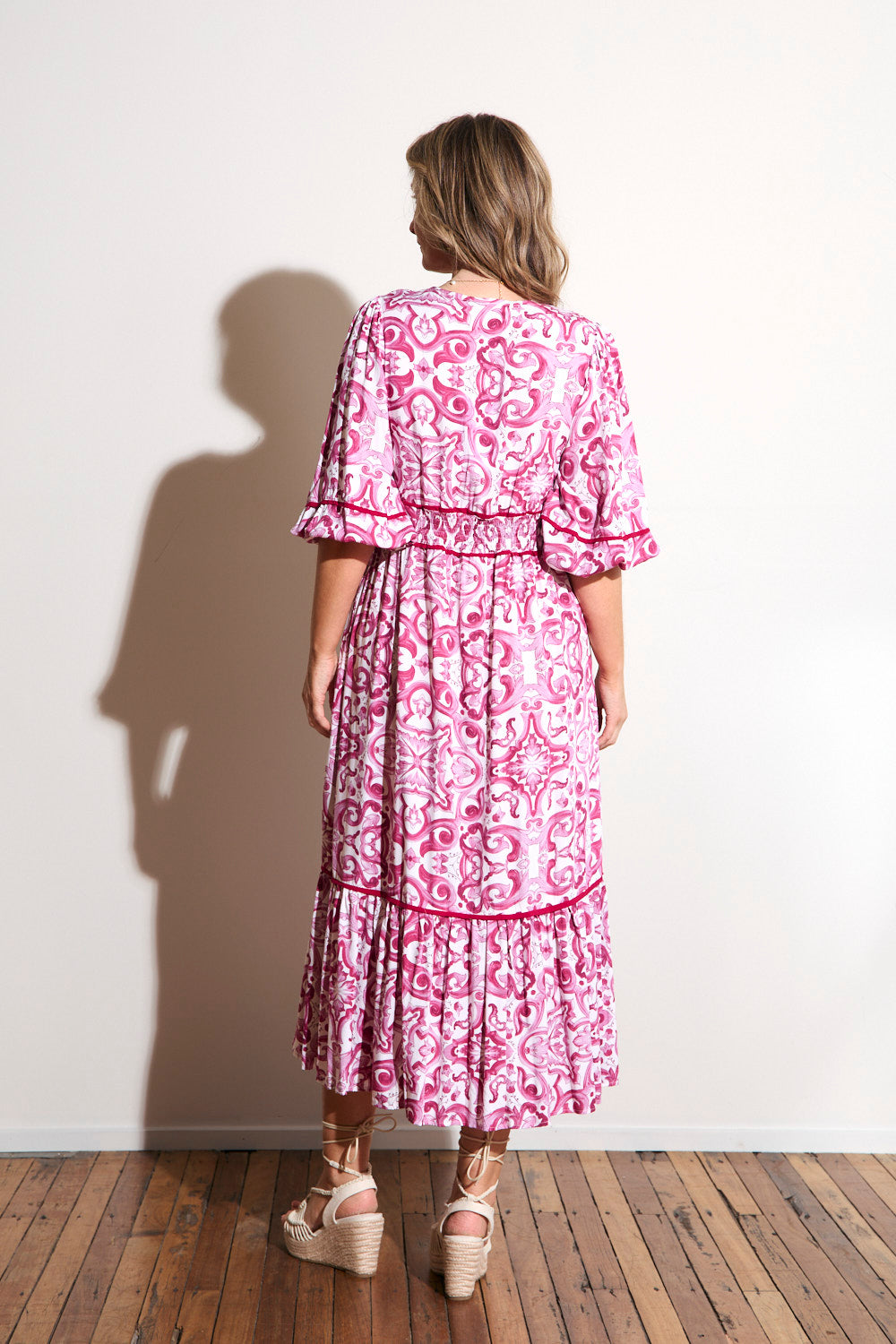 Aurora Panelled Dress in Mulberry Bijou