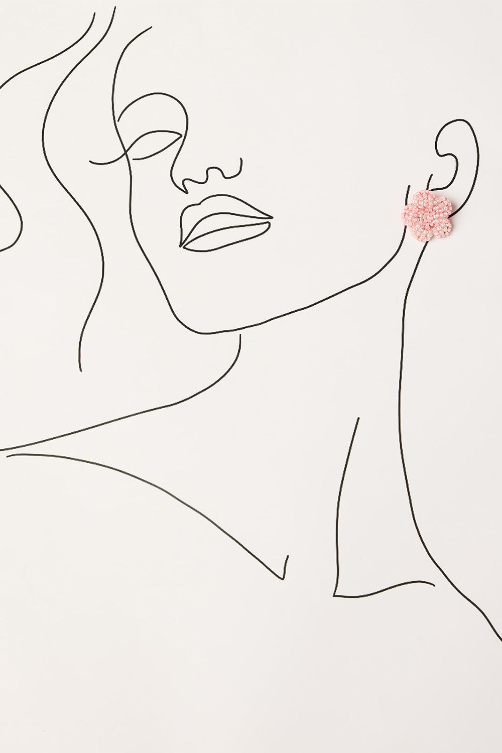 Beaded Flower Studs in Light Pink