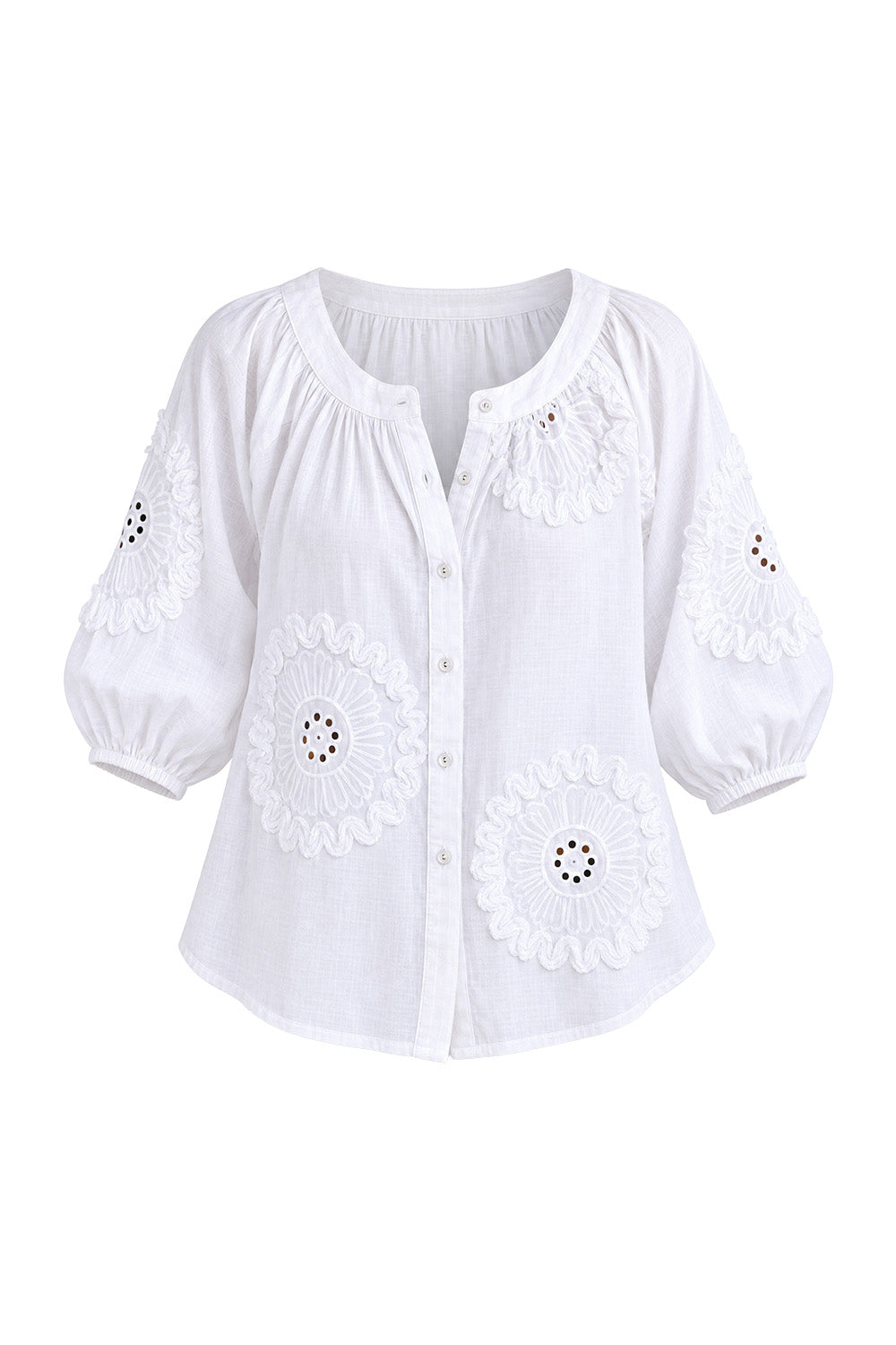 Bethan Scoop Neck Blouse in White Manali