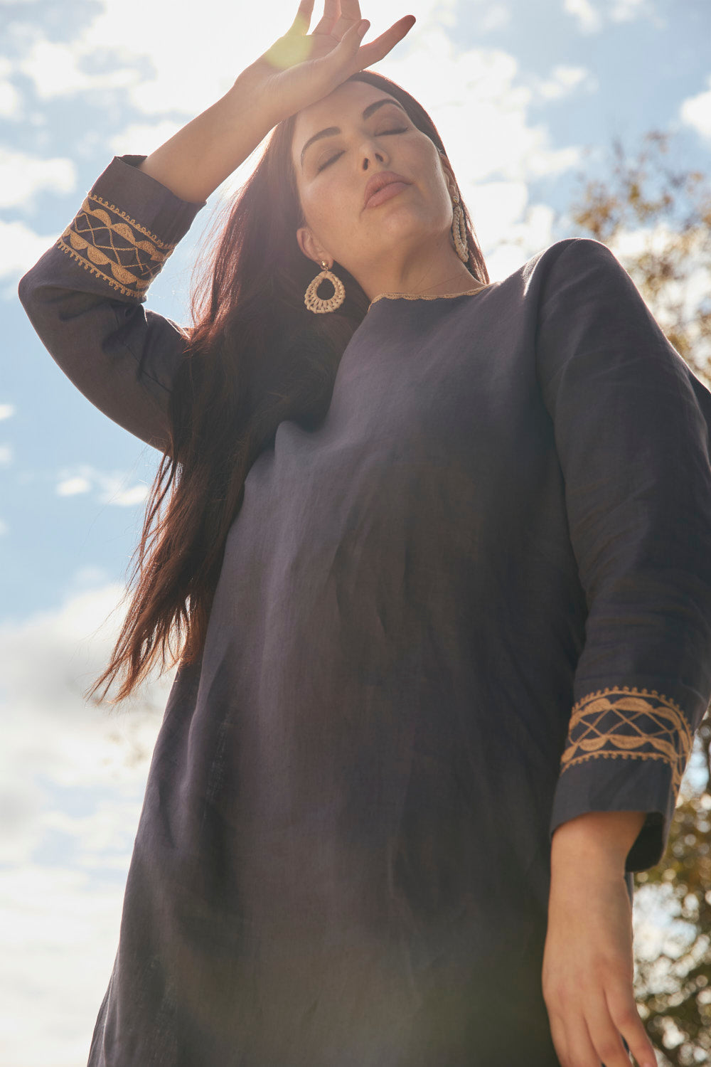 Boatneck Linen Shift Dress in Slate