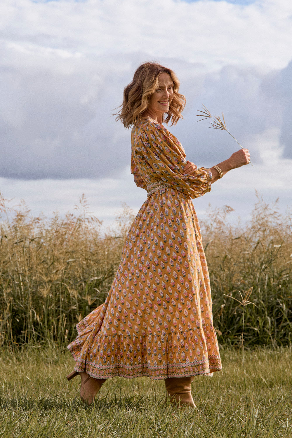 Bonnie Umbrella Dress in Peach Dreams
