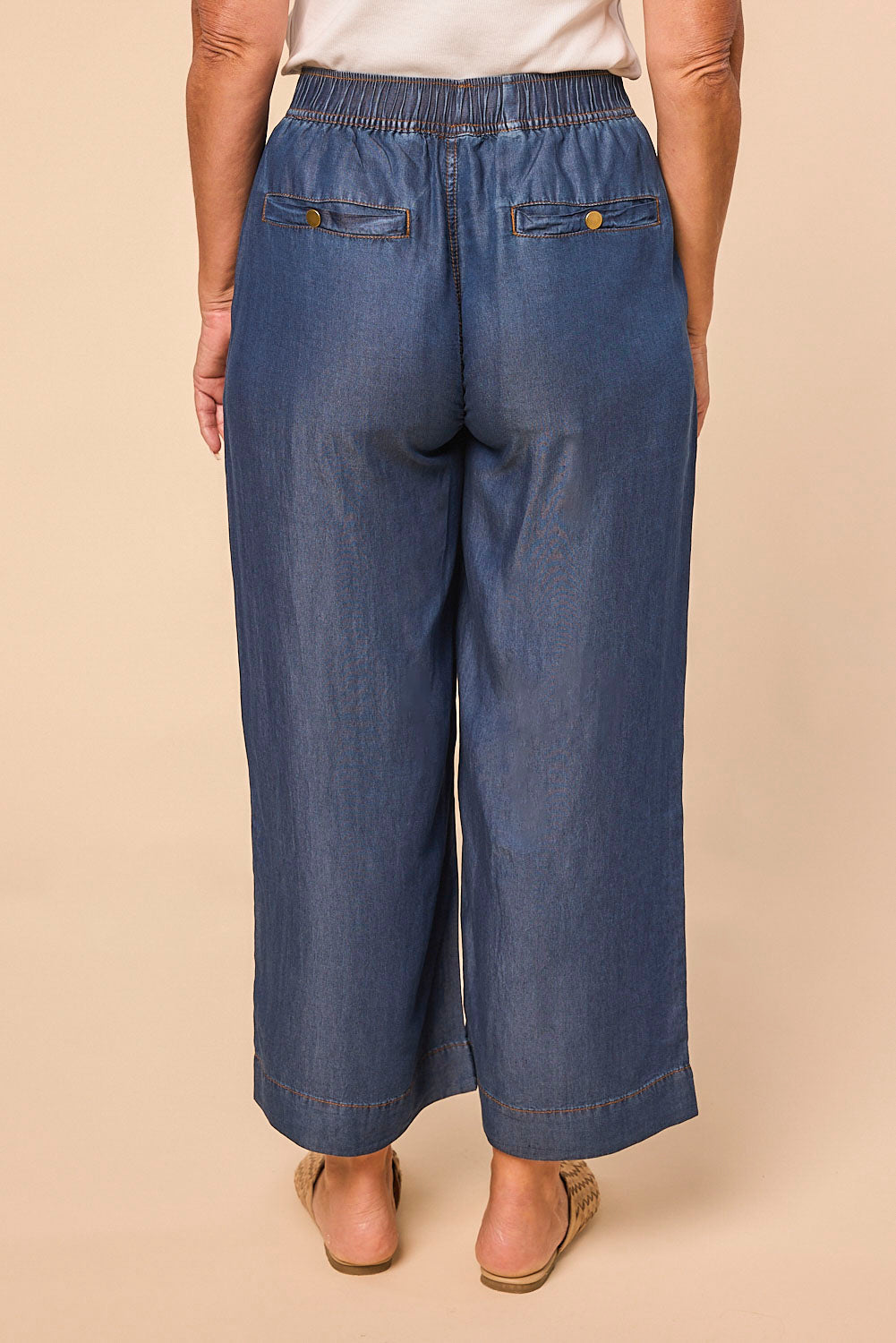Breezy Petite Length Relaxed Tencel Pant in Mid Wash, Pant - Adrift Clothing