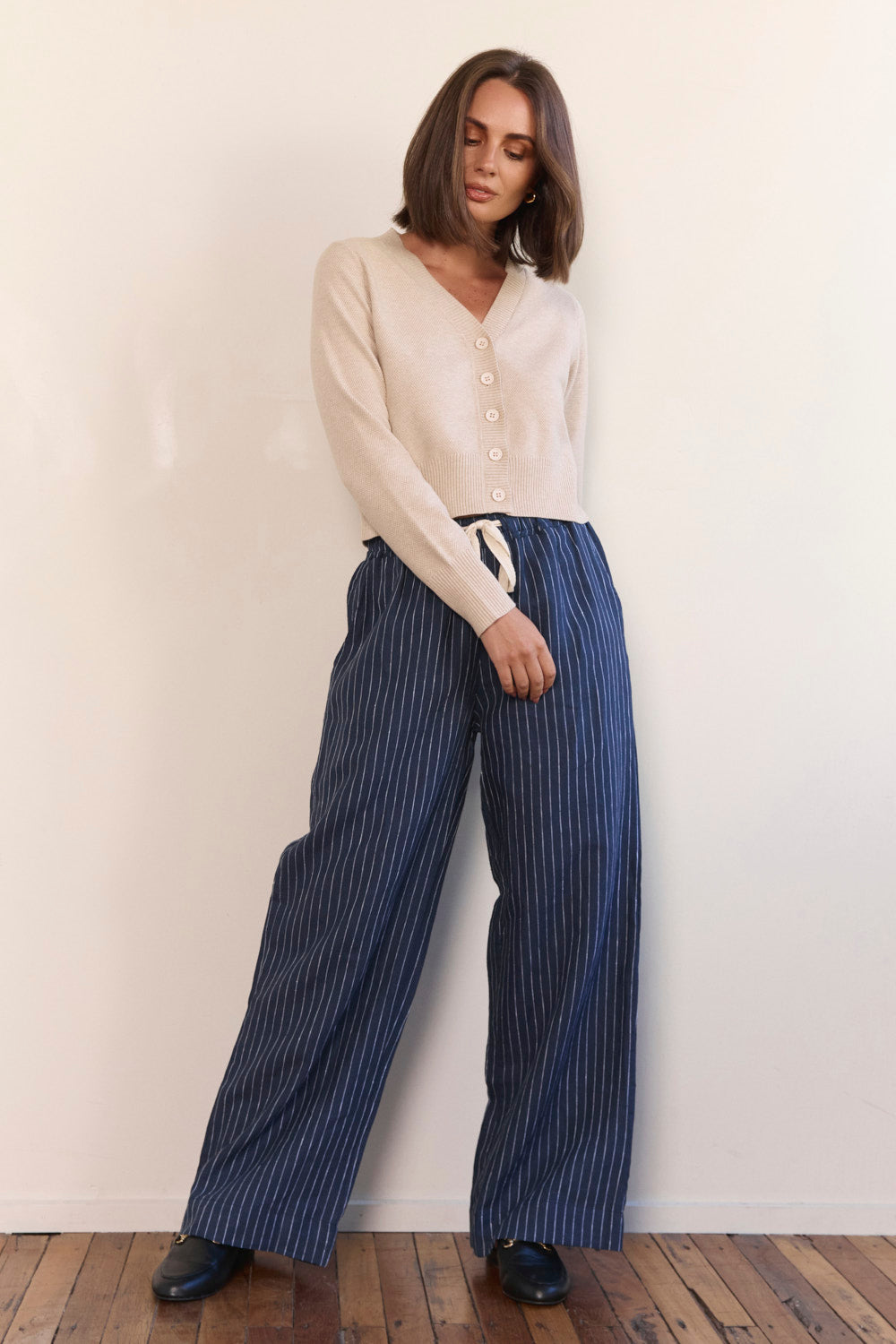 Breezy Relaxed Linen Pant in Pinstripe