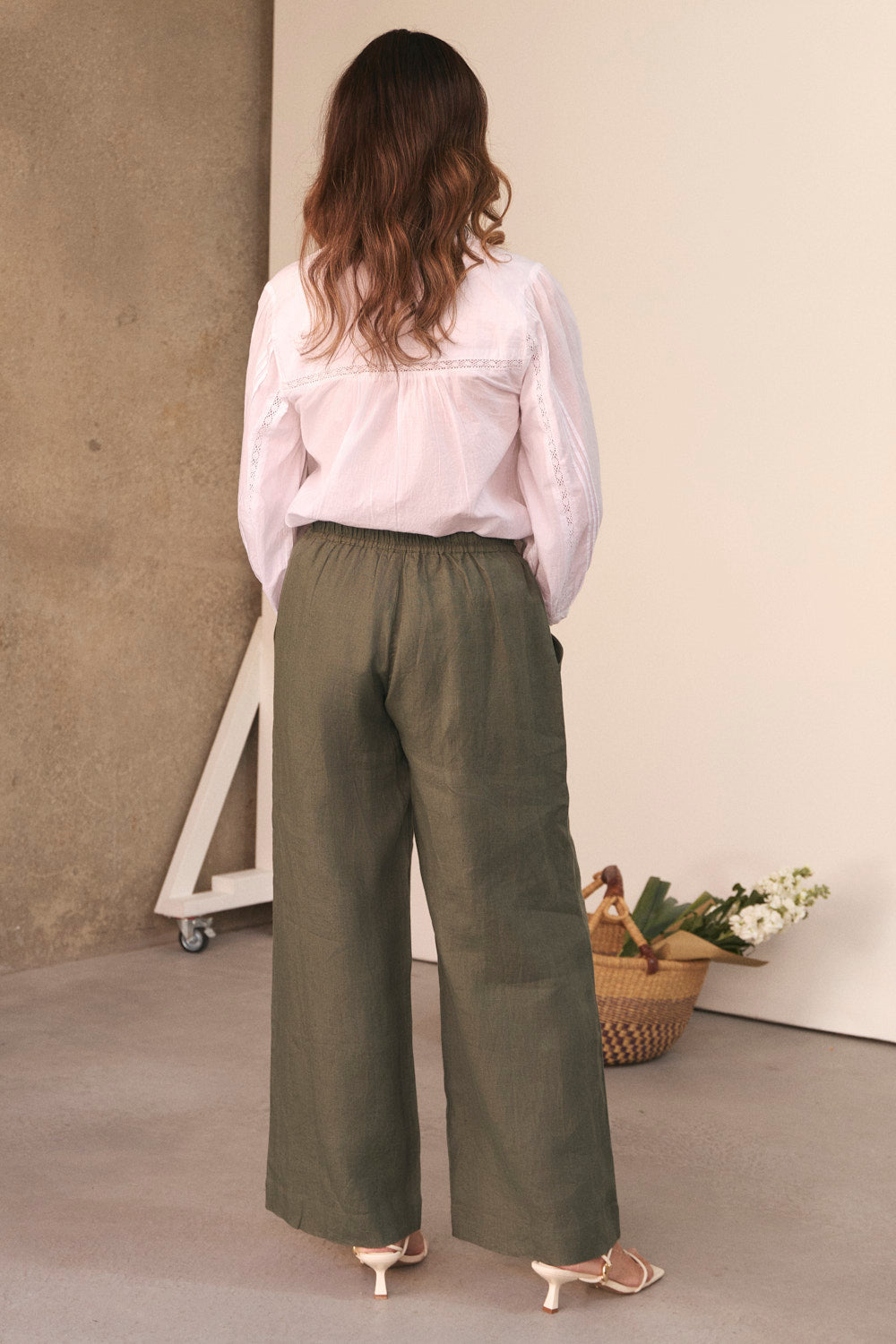 Breezy Linen Relaxed Pant in Dusty Sage