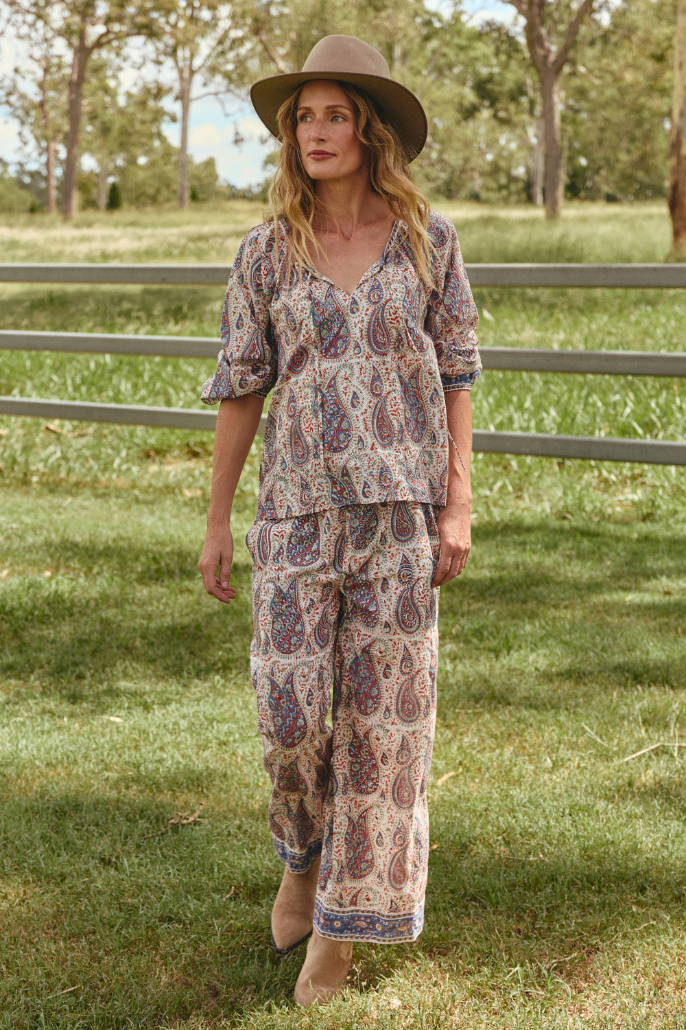 Breezy Relaxed Pant in Kalamkari, Pant - Adrift Clothing