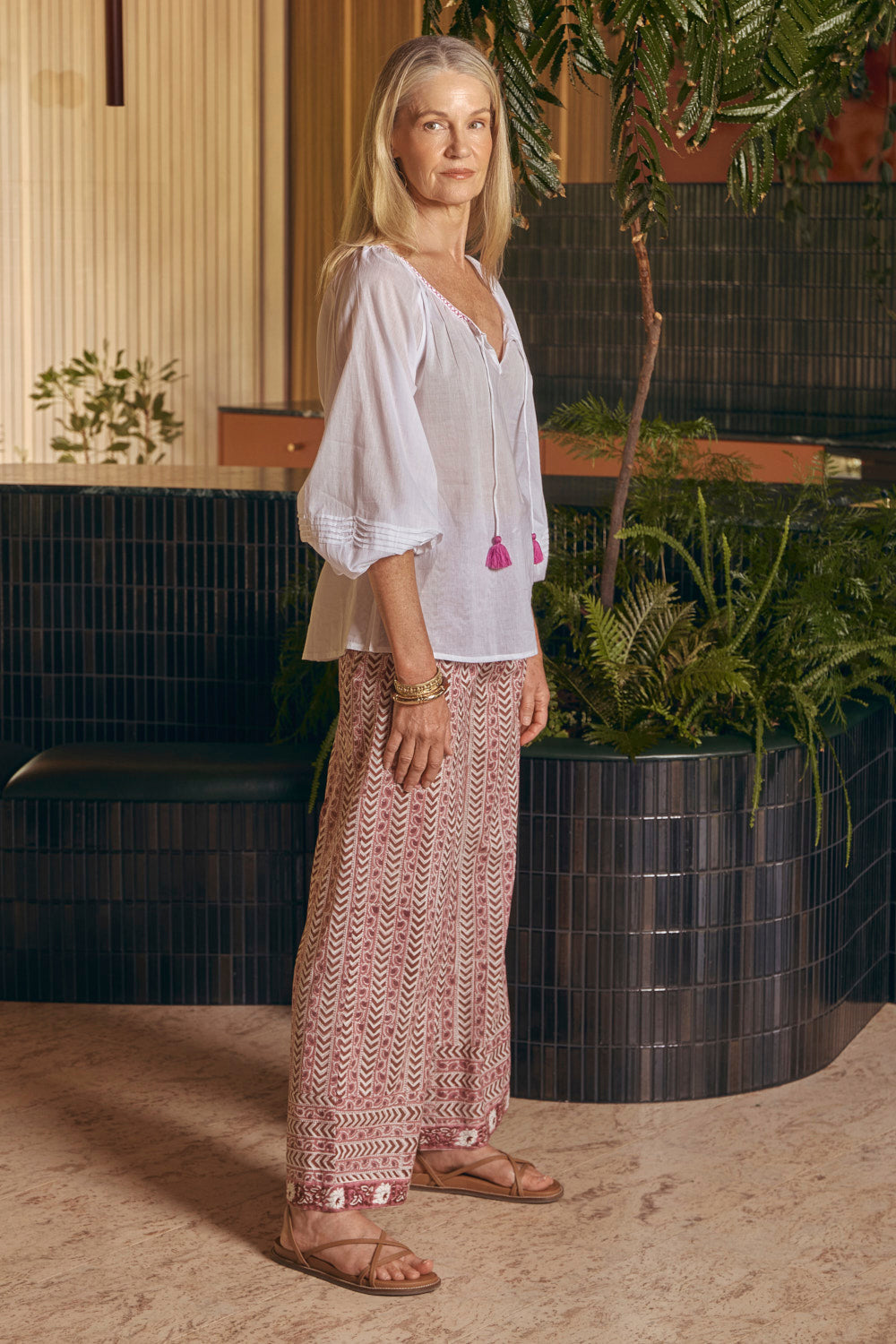 Delilah Tassel Blouse in Saffron