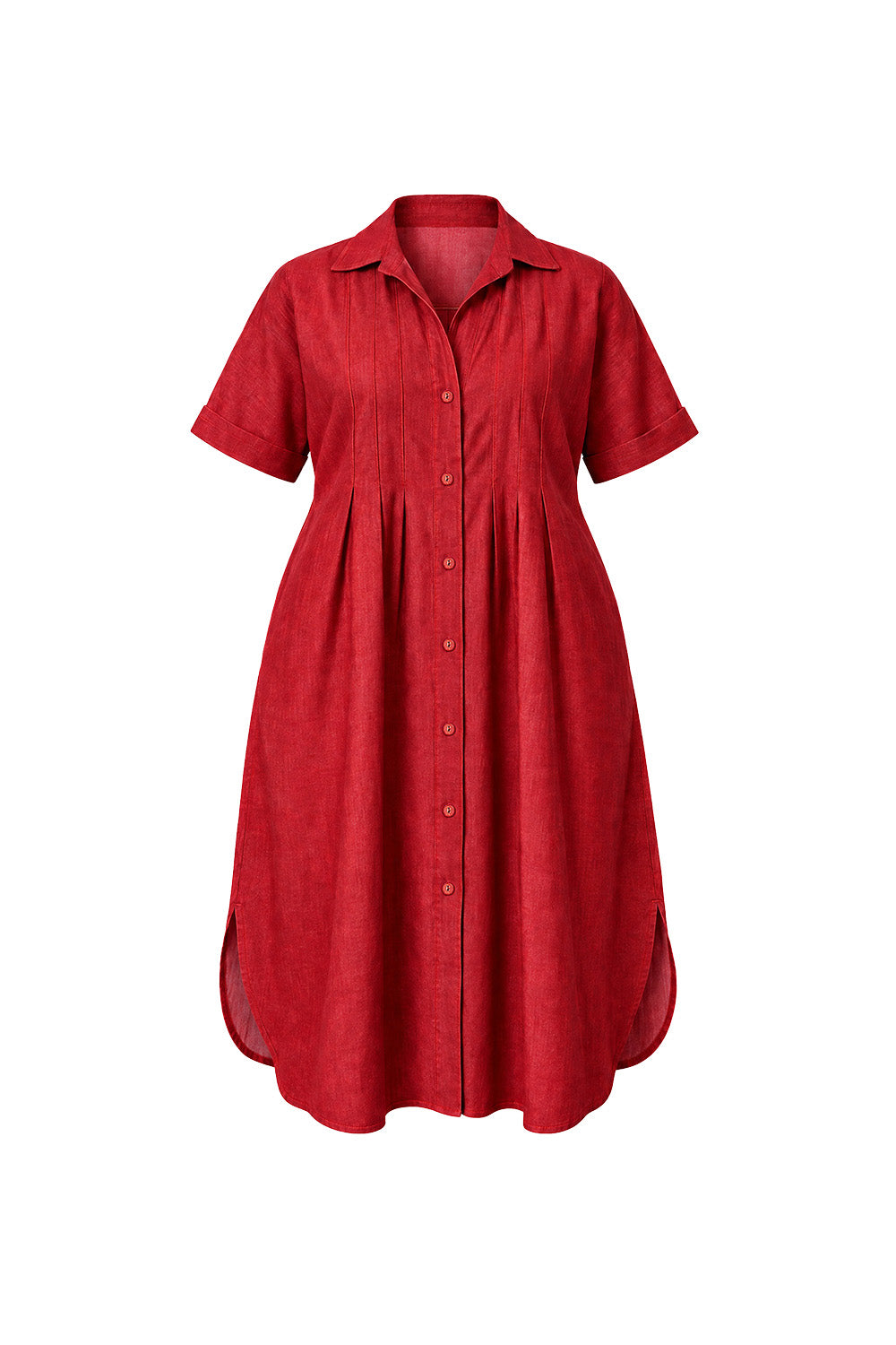 Bridget Linen Pleated Dress in Chilli