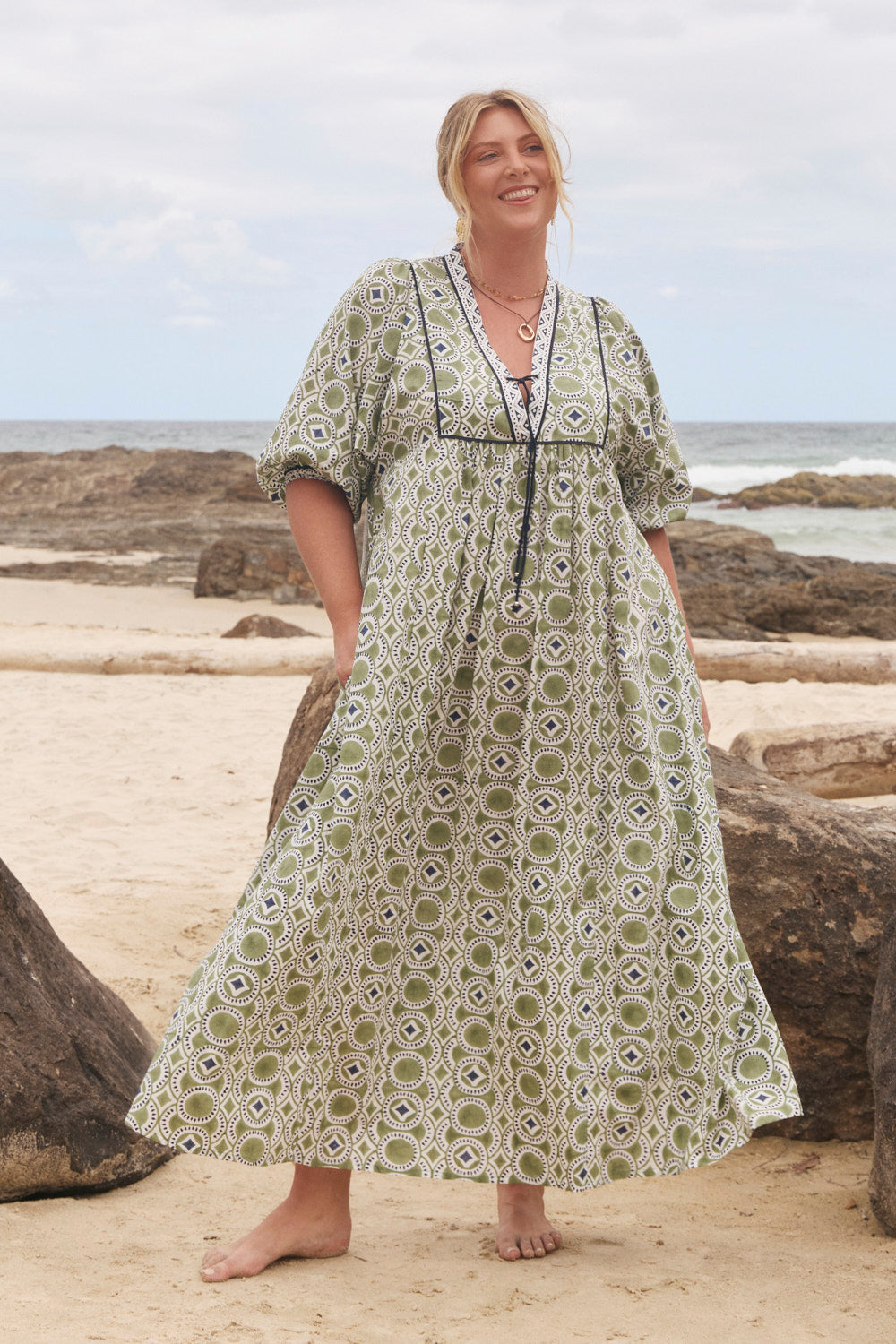 Cairo Boho Dress in Evergreen