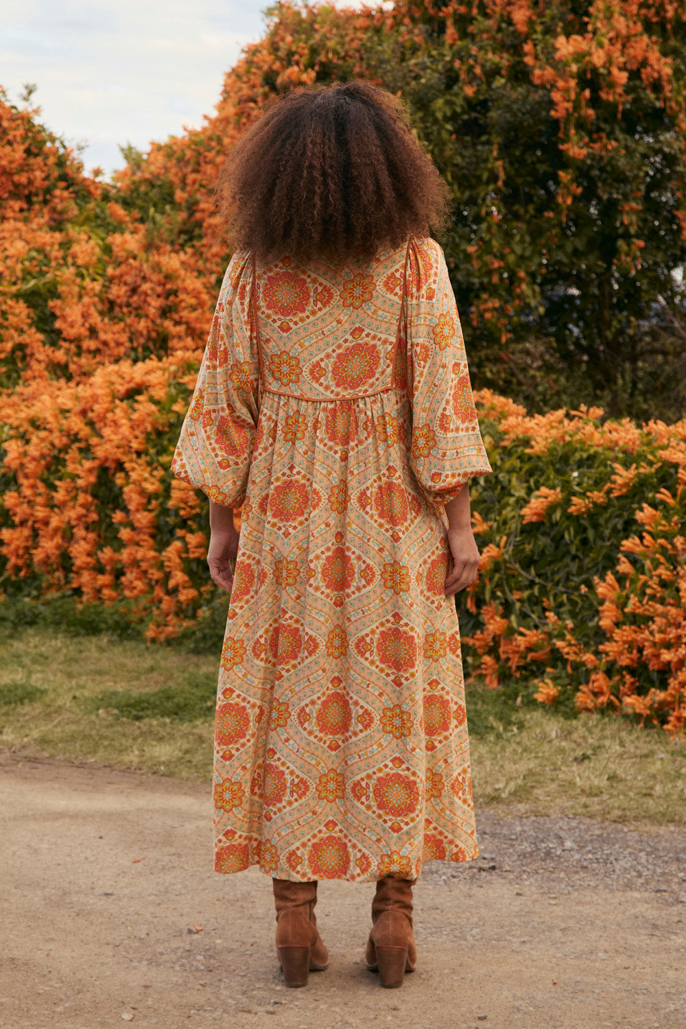 Cairo Billow Sleeve Dress in Aquarius