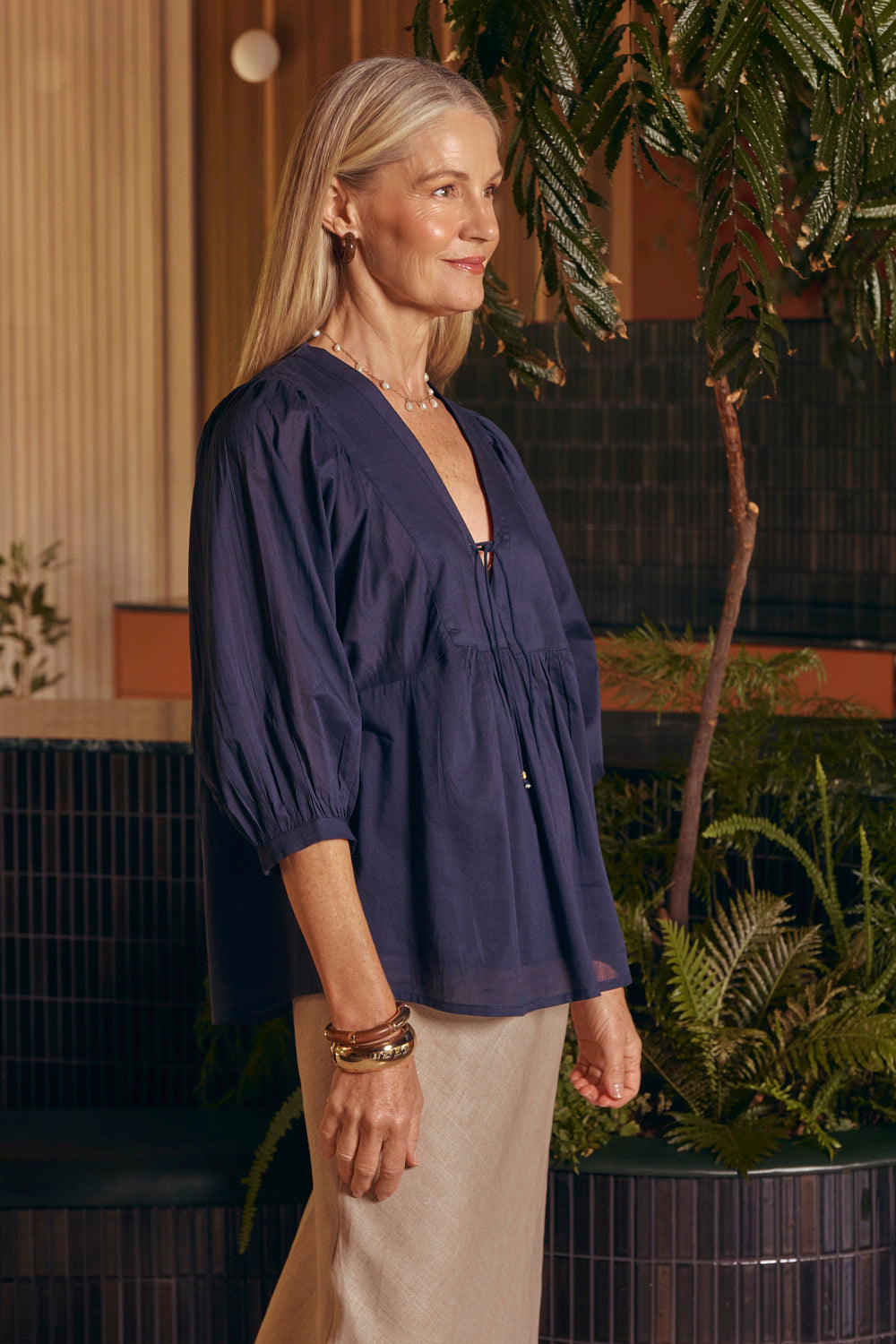 Cairo Boho Blouse in Navy