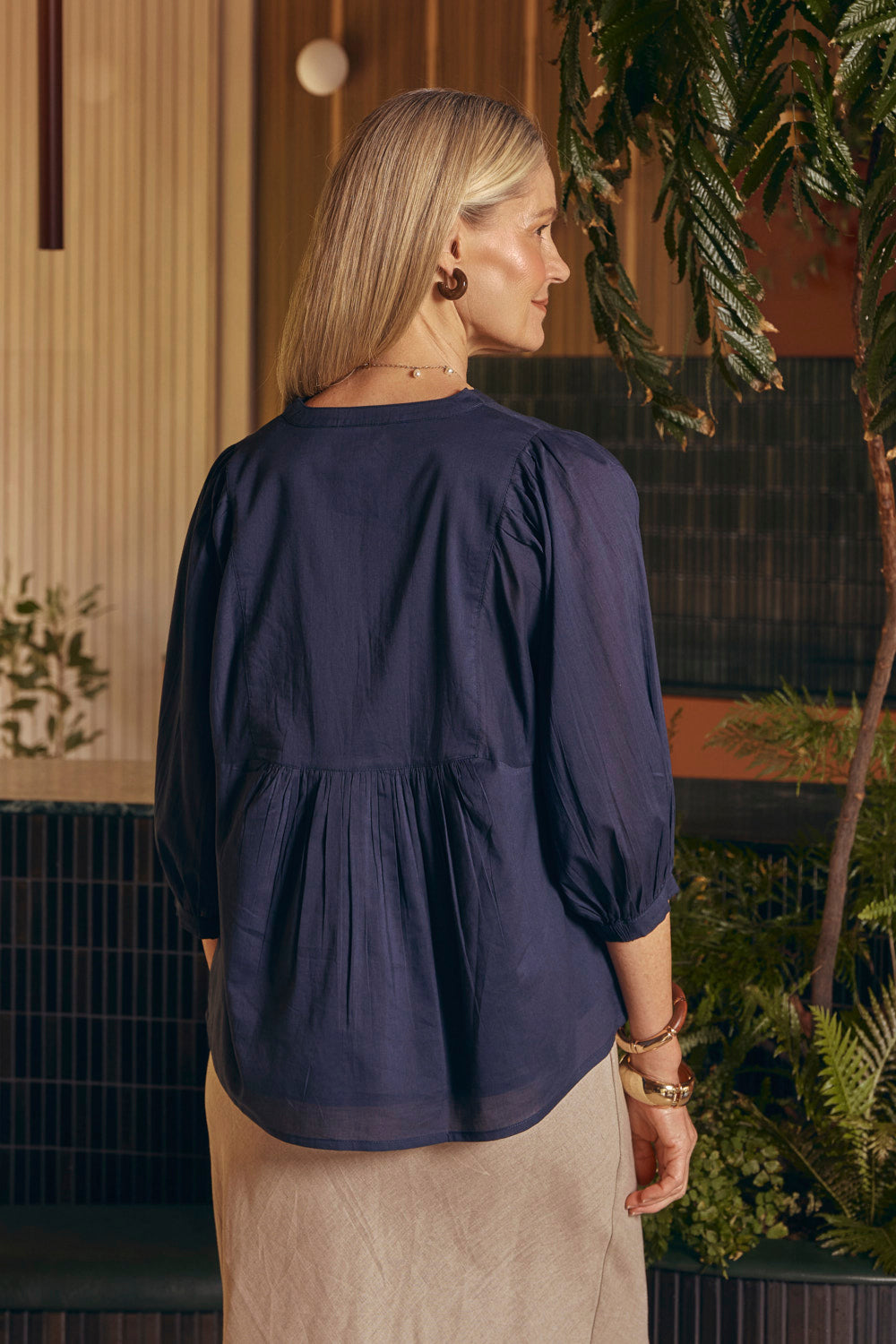 Cairo Boho Blouse in Navy
