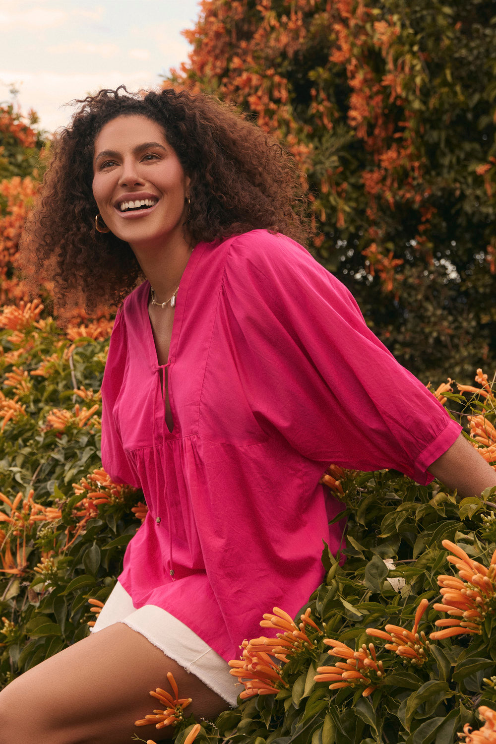 Cairo Boho Blouse in Raspberry