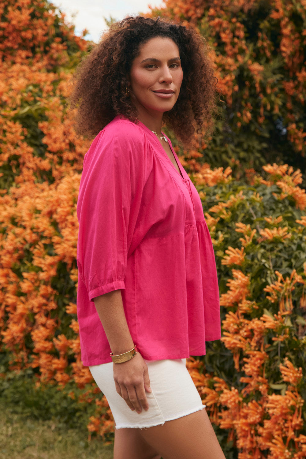 Cairo Boho Blouse in Raspberry