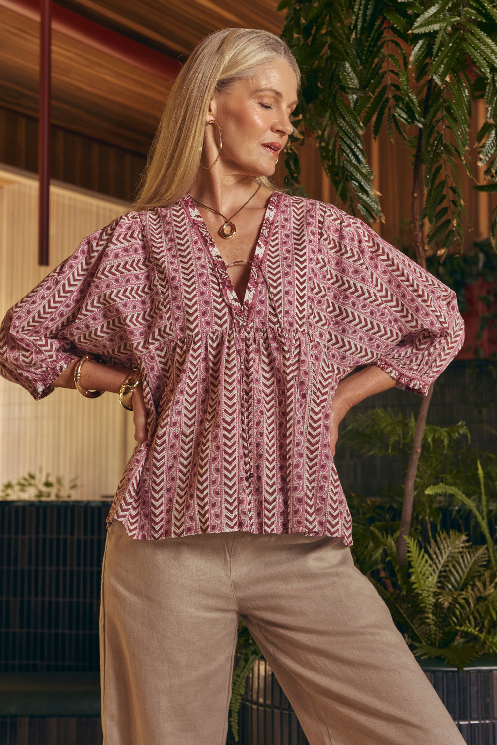 Cairo Boho Blouse in Saffron