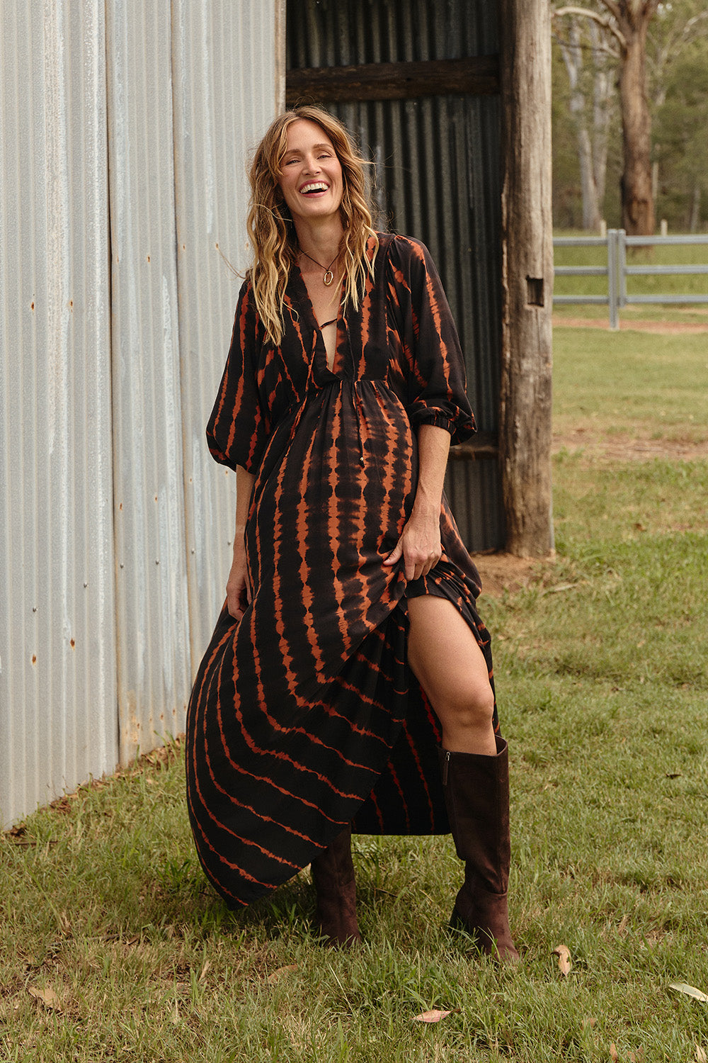 Cairo Boho Dress in Ember Nights, Maxi Dress - Adrift Clothing