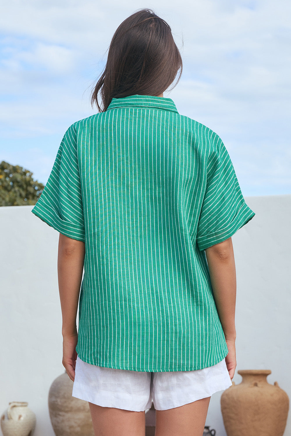 Carmen Linen Shirt in Emerald City