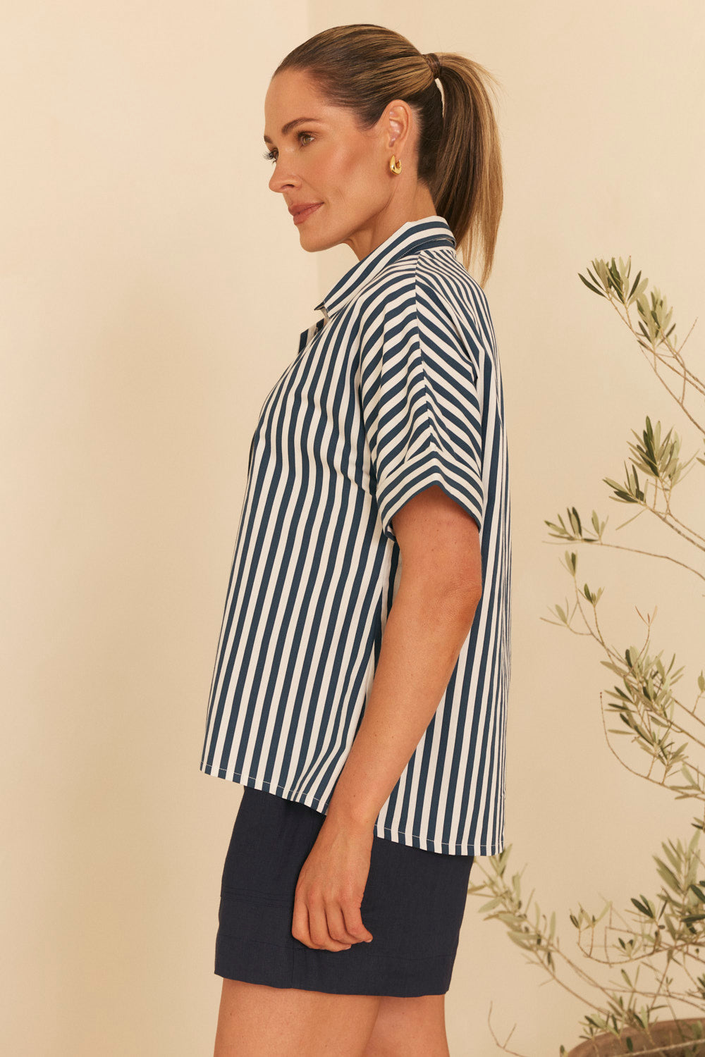 Carmen Shirt in Navy Stripe