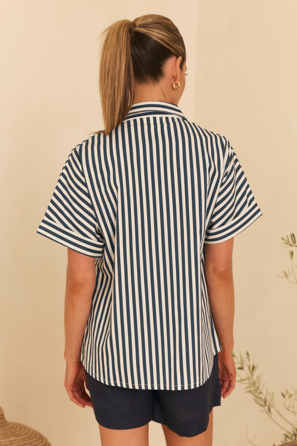 Carmen Shirt in Navy Stripe