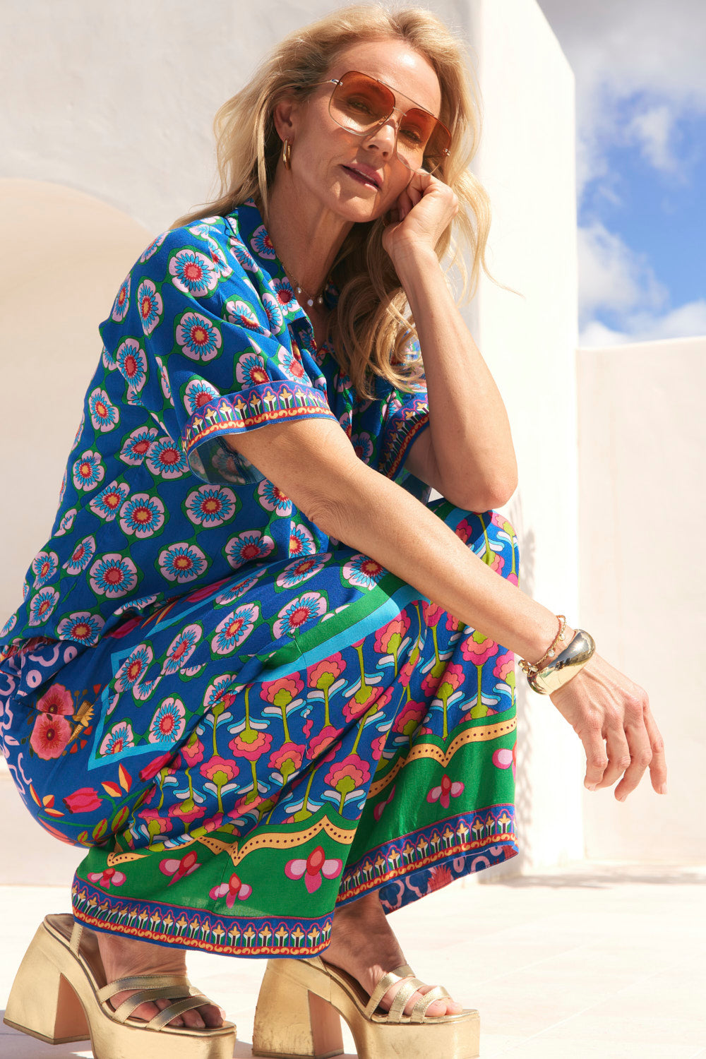 Evie Shirred Waist Pant in Paradiso, Pant - Adrift Clothing