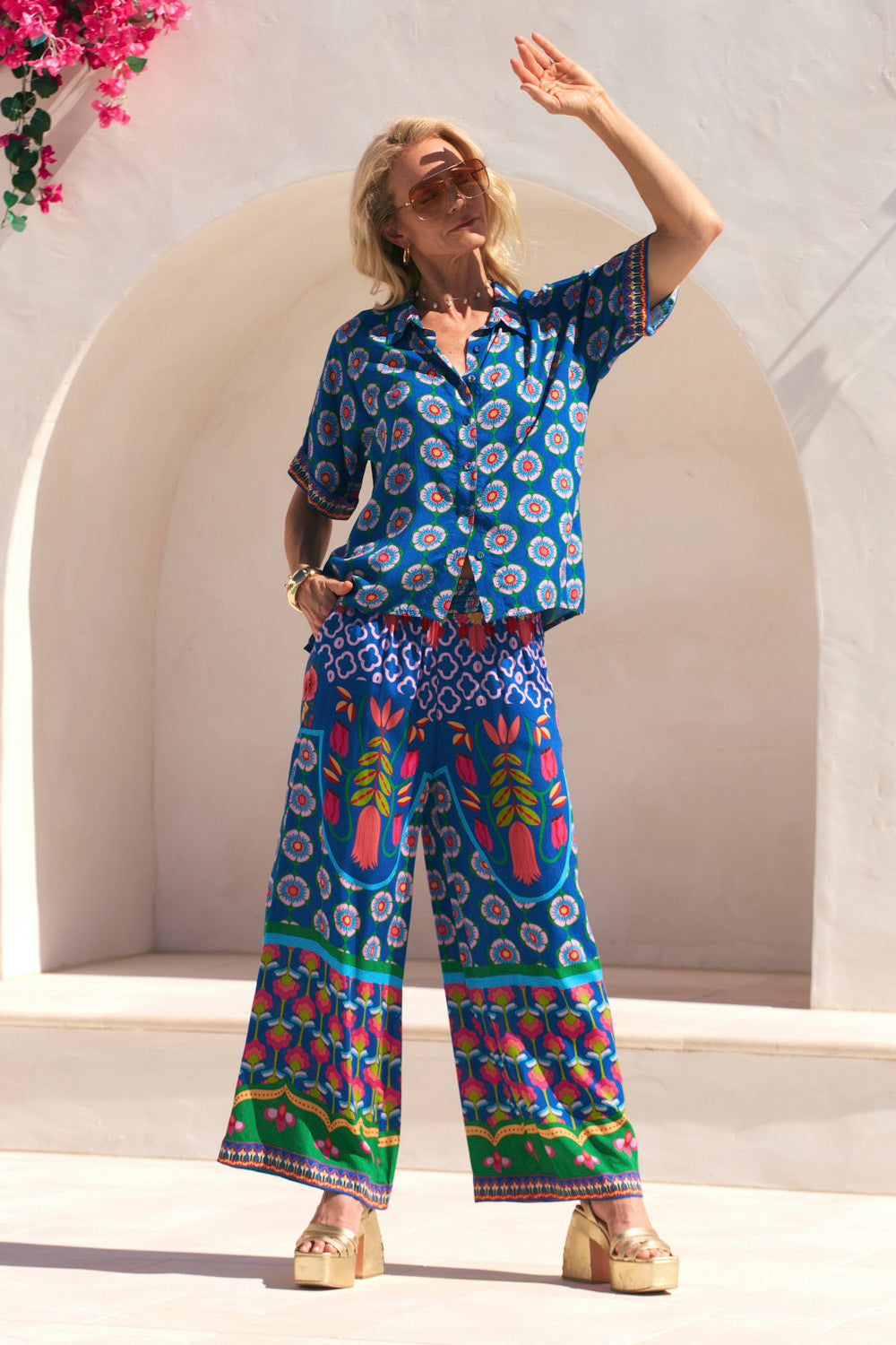 Evie Shirred Waist Pant in Paradiso, Pant - Adrift Clothing