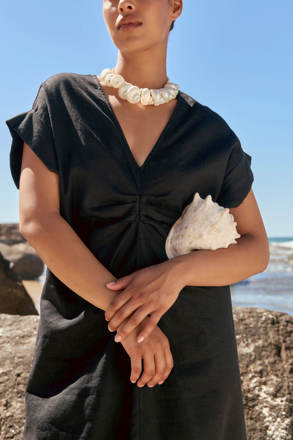 Celeste Linen Dress in Onyx