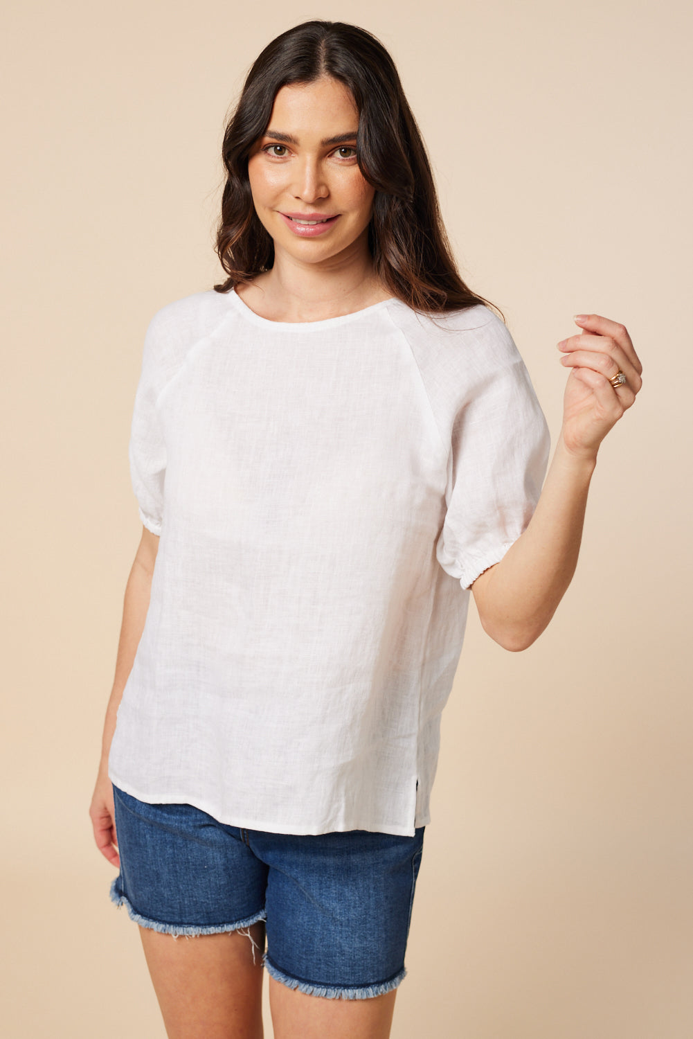 Cindy Linen Top in White