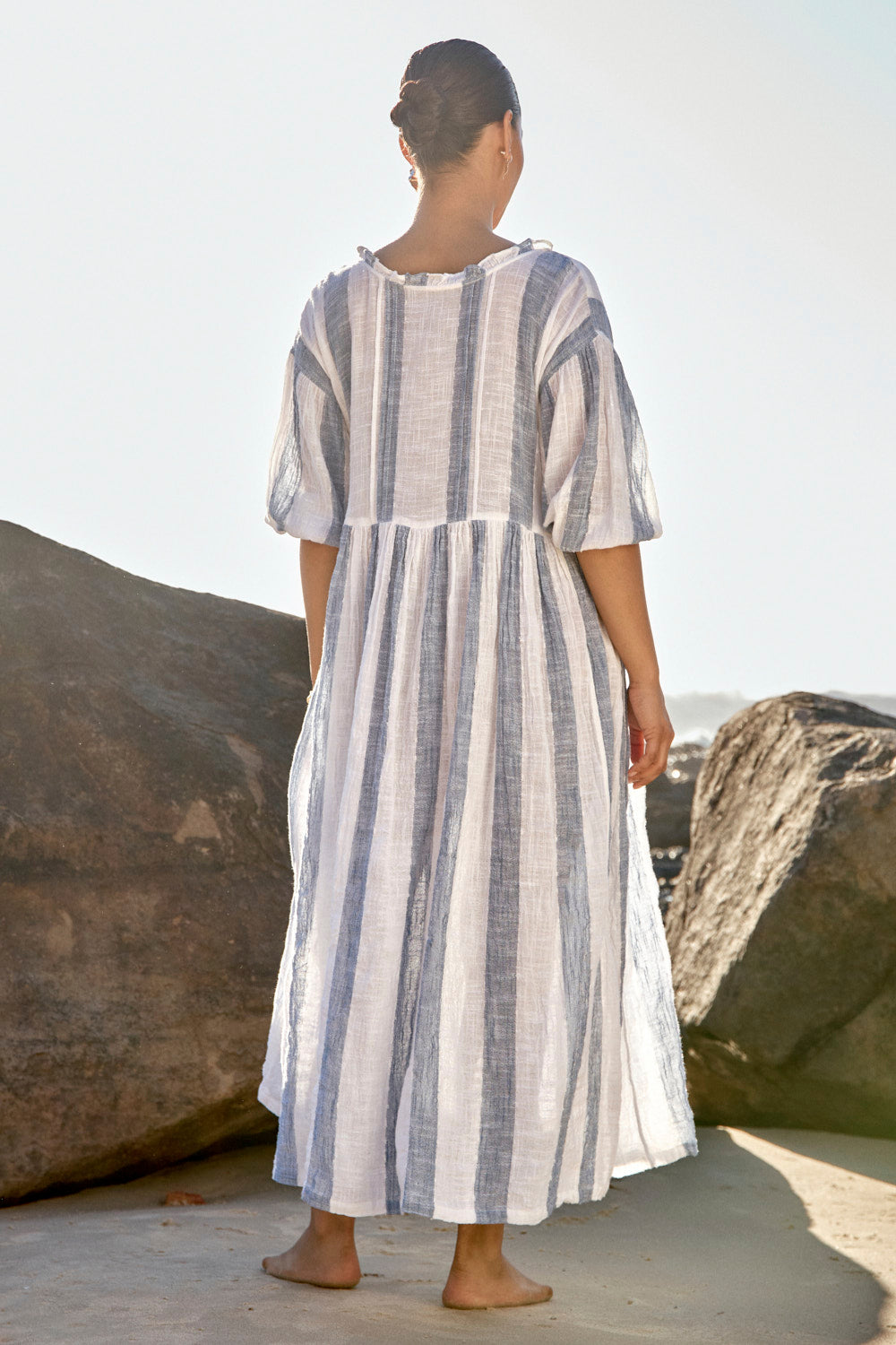 Coco Billow Dress in Blue Stripe